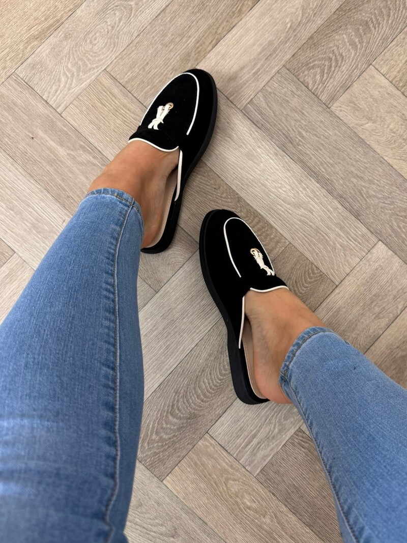 Loafer Slippers Suede 816 Black
