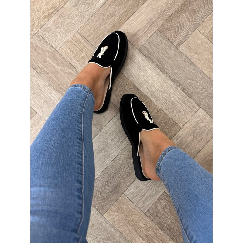 Loafer Slippers Suede 816 Black