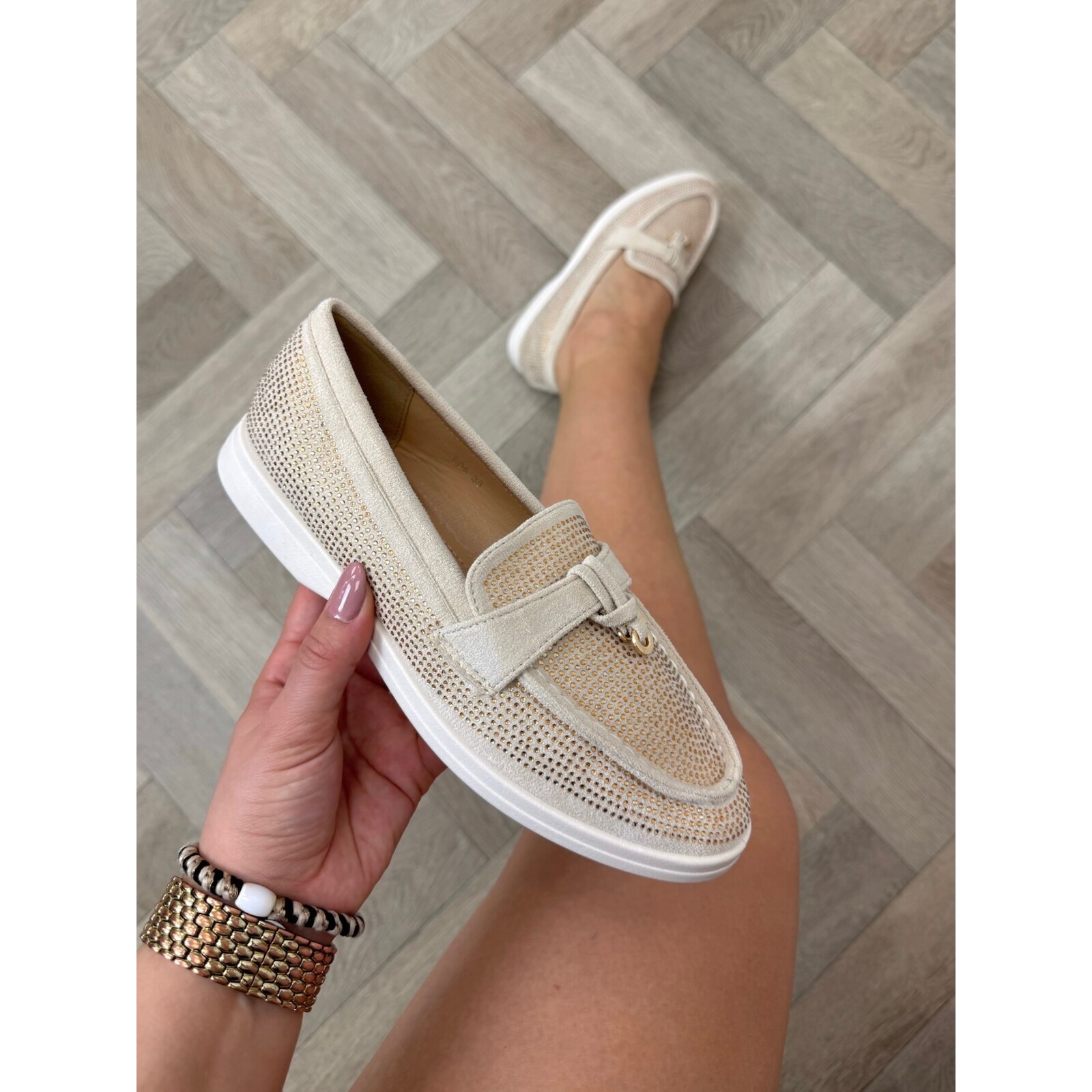 Loafers Diamonds 806 Beige