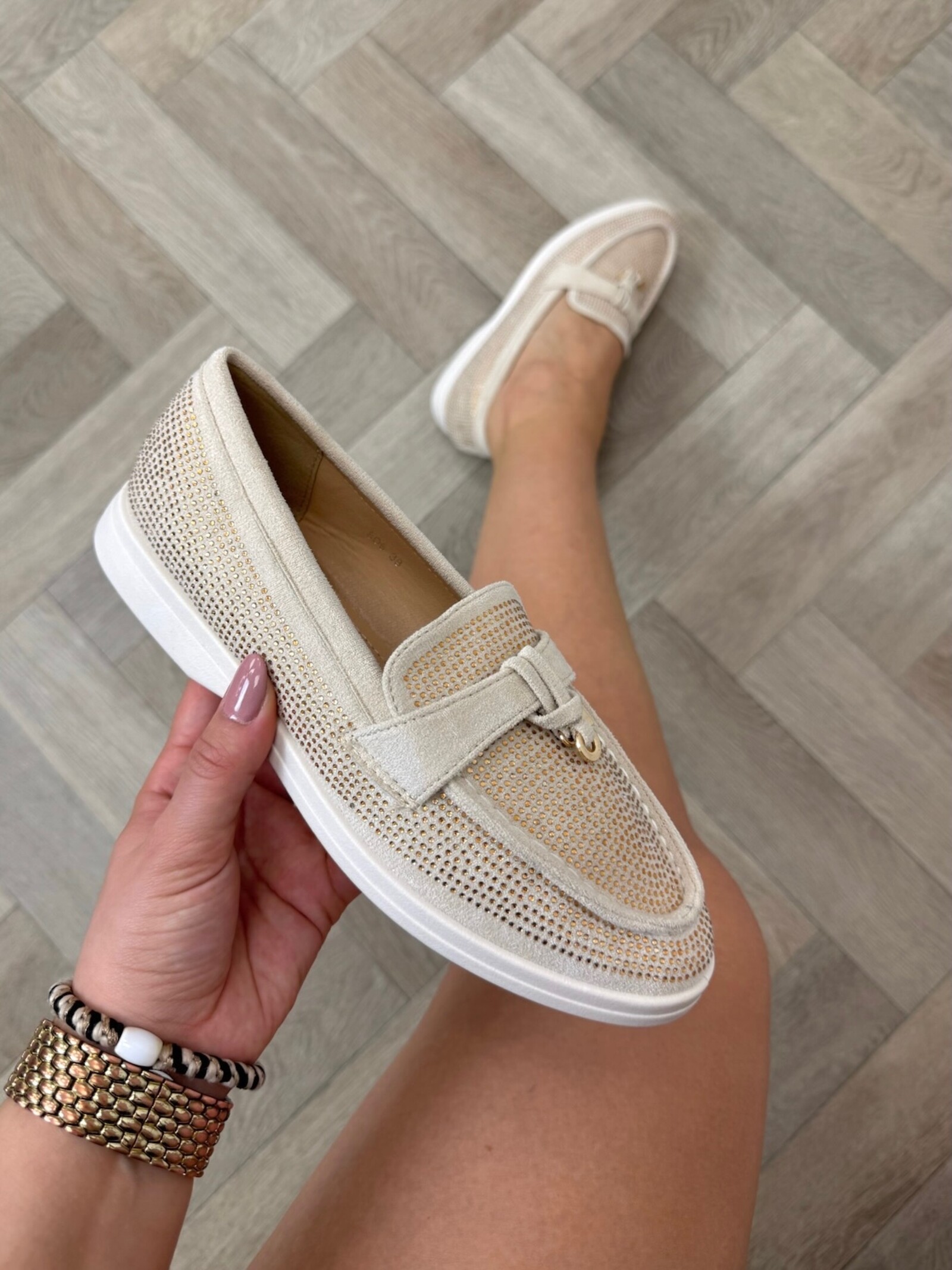 Loafers Diamonds 806 Beige