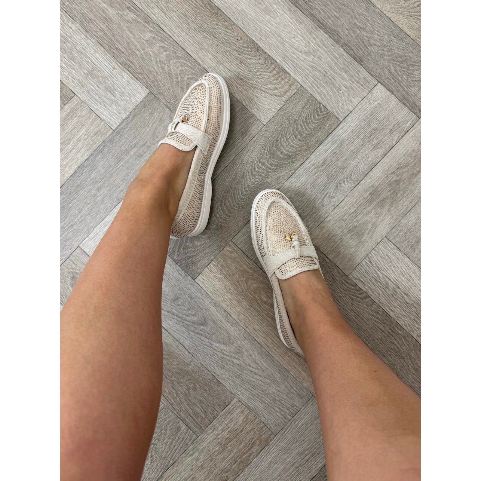 Loafers Diamonds 806 Beige