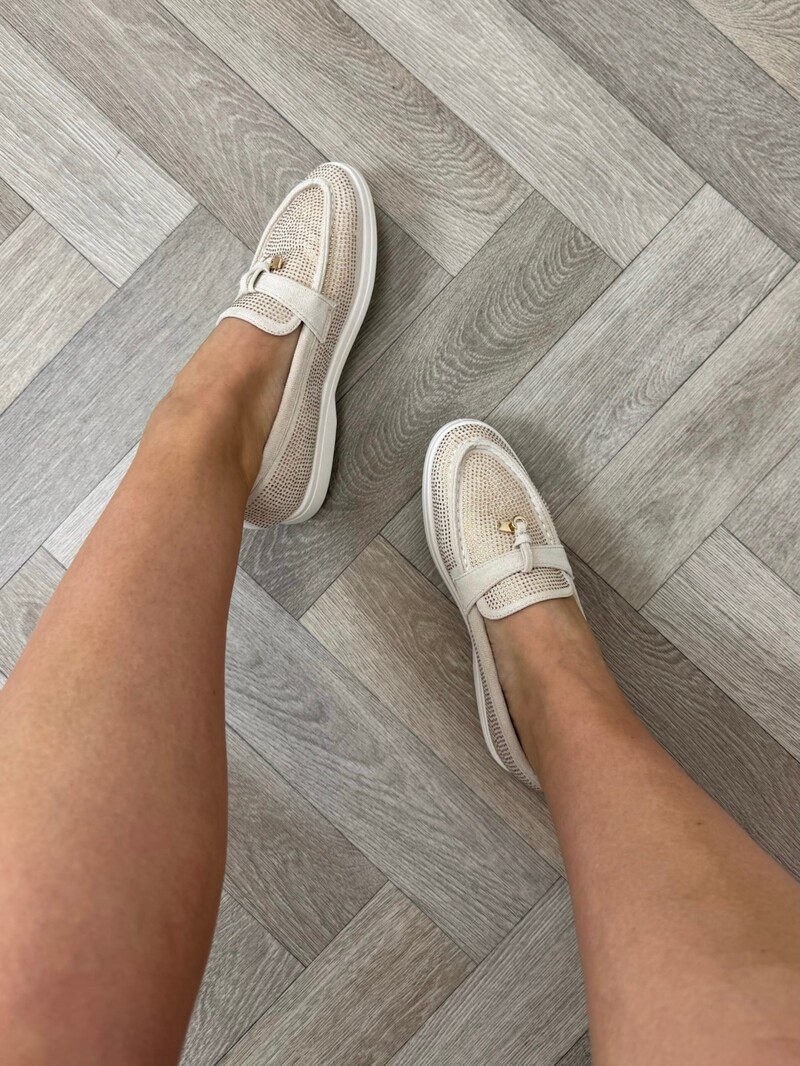 Loafers Diamonds 806 Beige