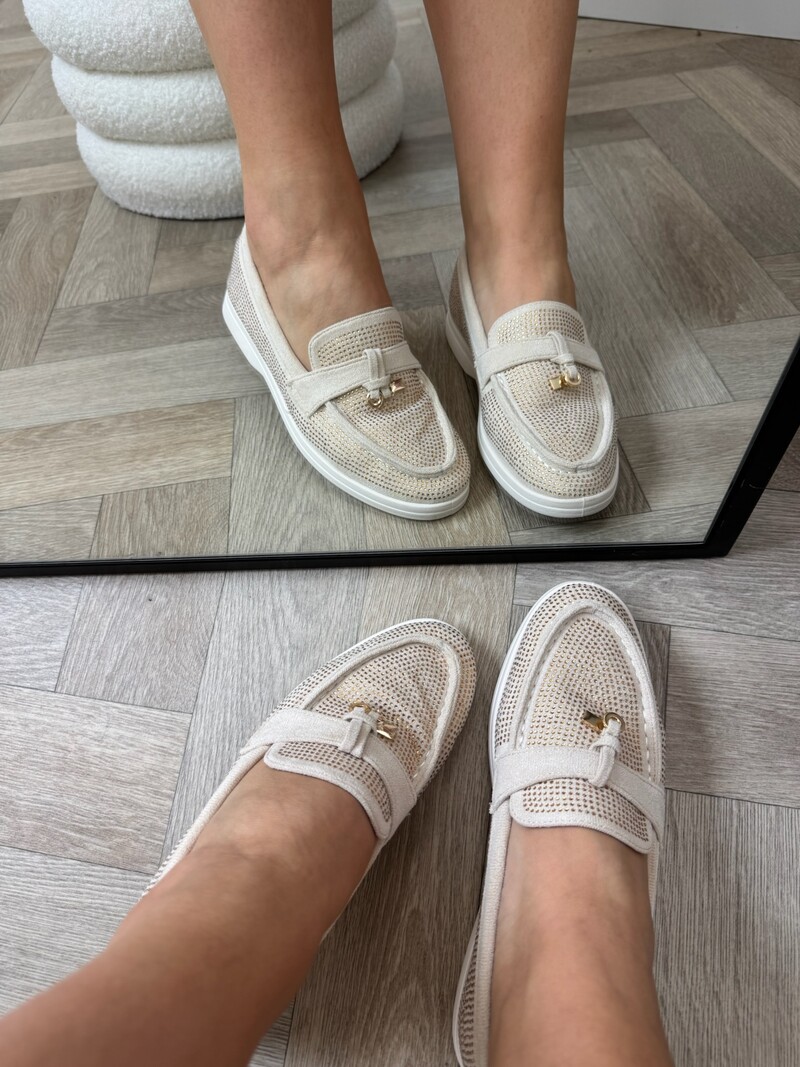 Loafers Diamonds 806 Beige