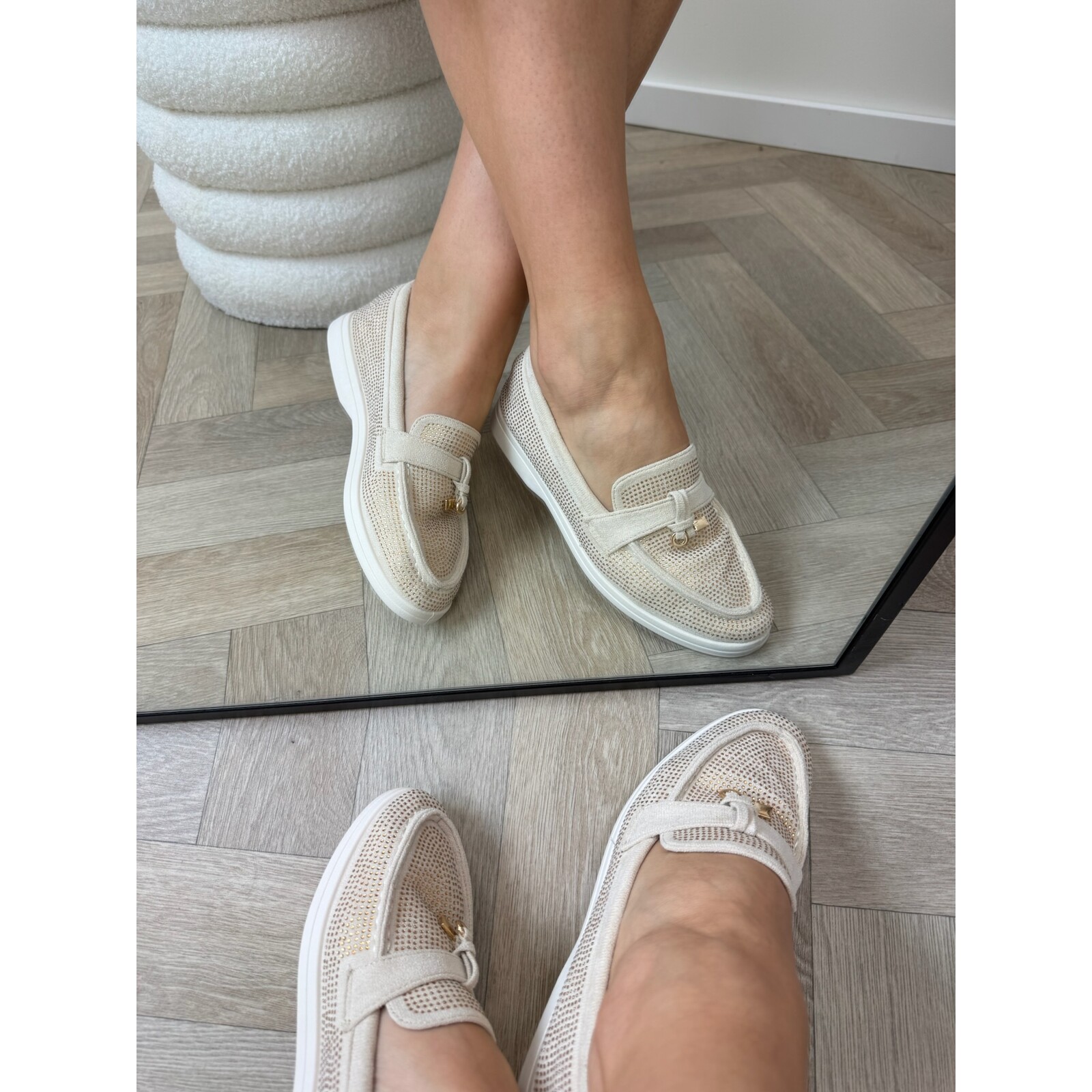 Loafers Diamonds 806 Beige