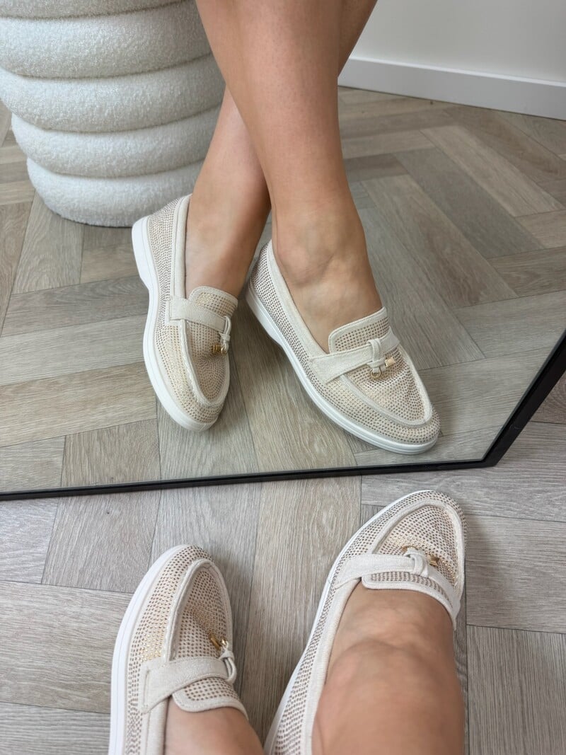 Loafers Diamonds 806 Beige