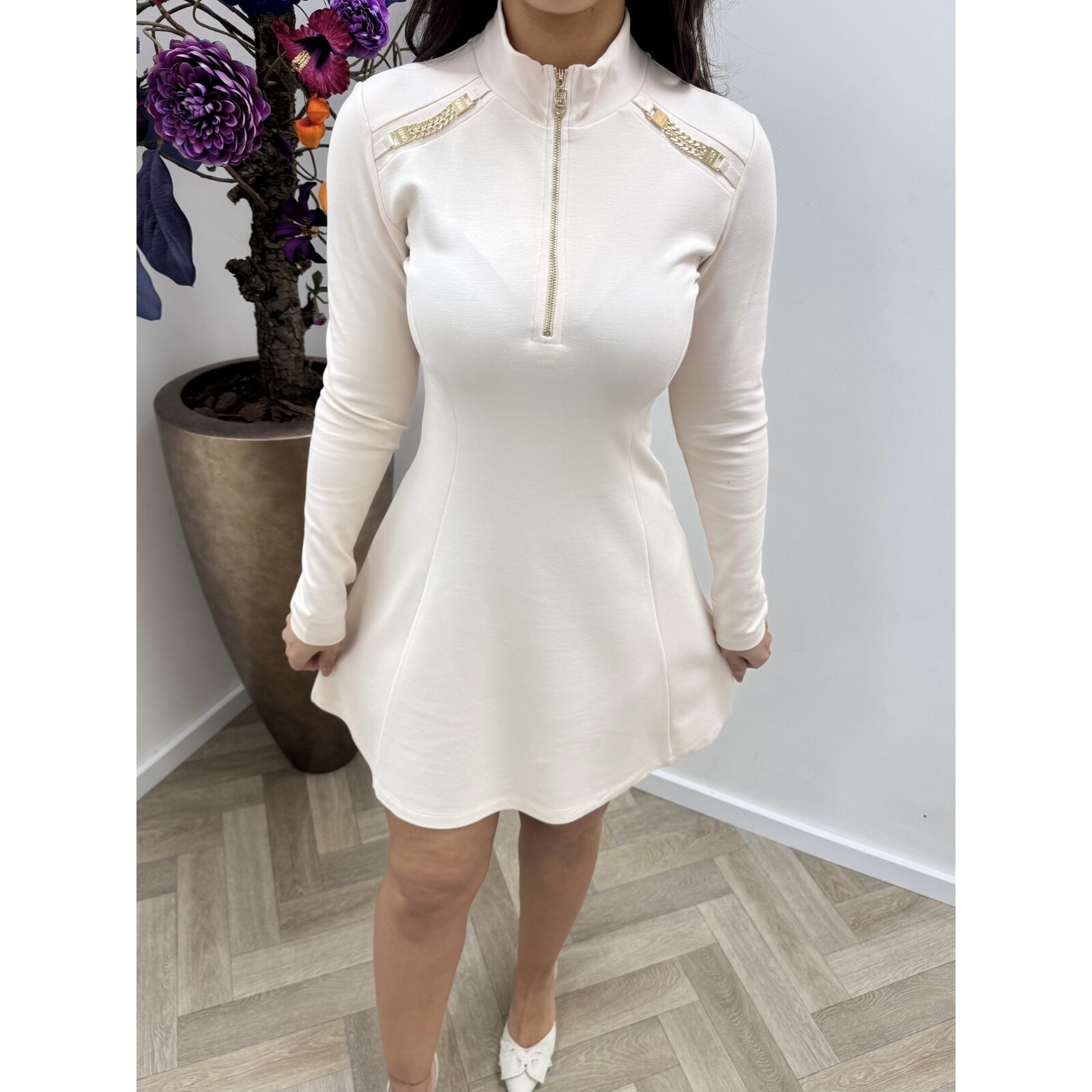 Liu-Jo Dress Jersey With Gold Beige Liu jo 1080