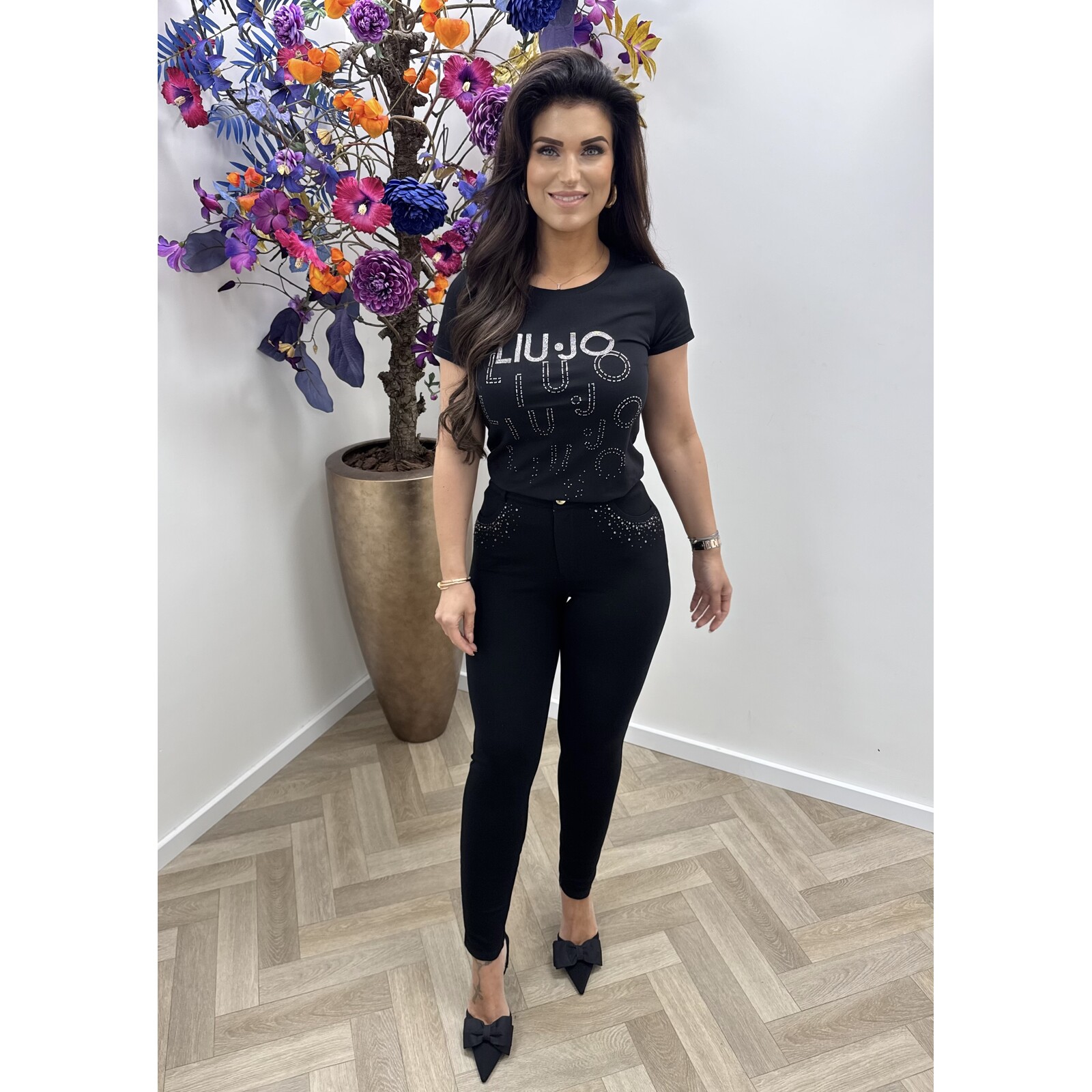 Liu-Jo T-shirt Logo Diamonds Black Liu Jo 1936