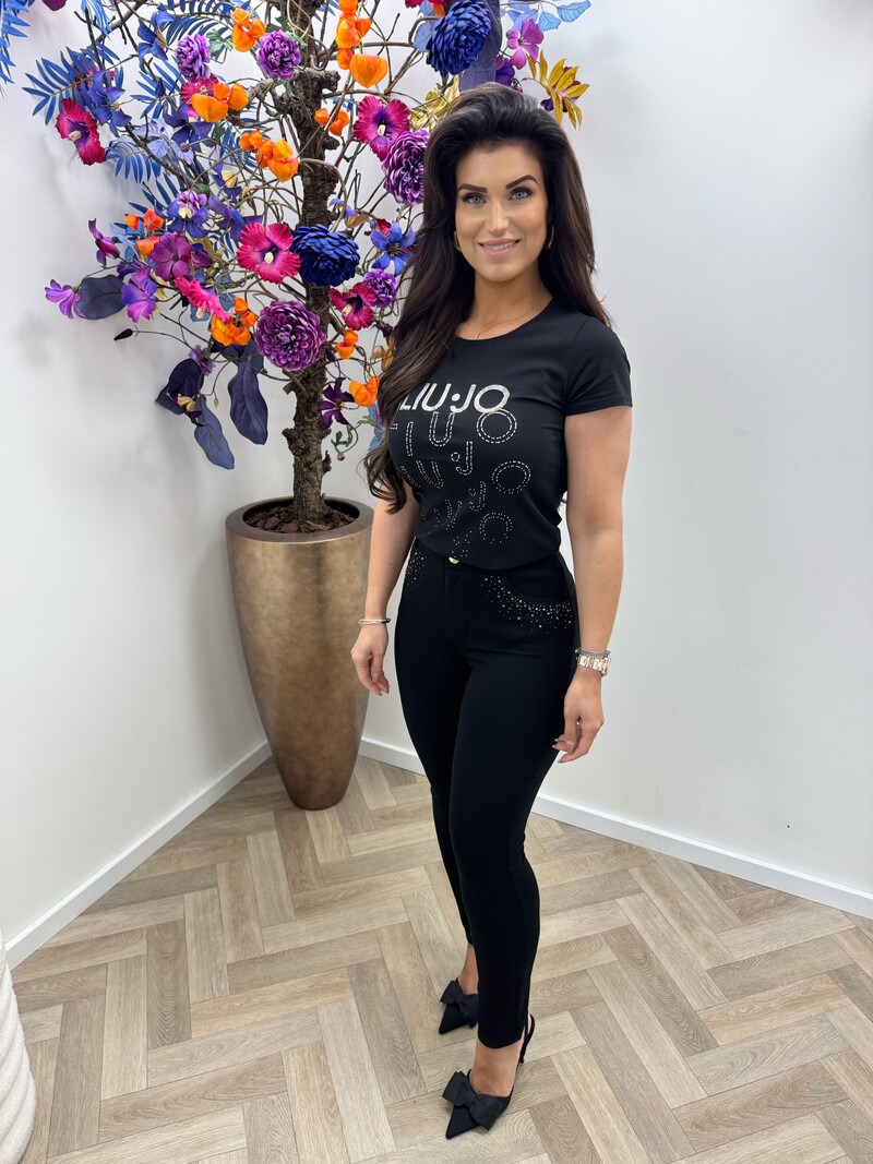 T-shirt Logo Diamonds Black Liu Jo 1936