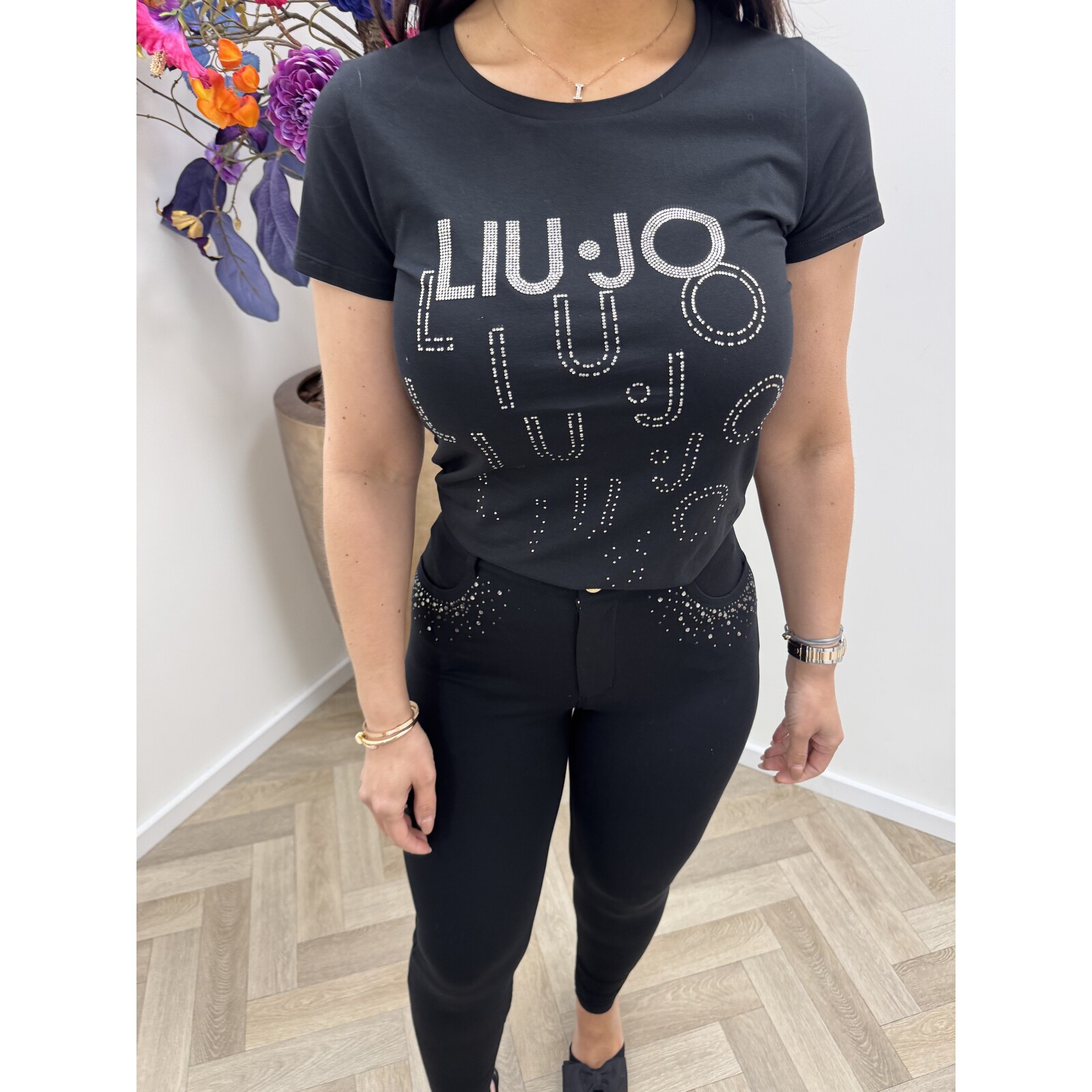 Liu-Jo T-shirt Logo Diamonds Black Liu Jo 1936
