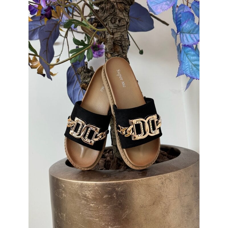 Slippers suede Gold X12-PL Black