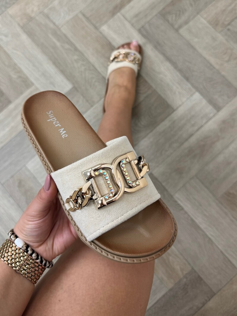 Slippers suede Gold X12-PL Beige