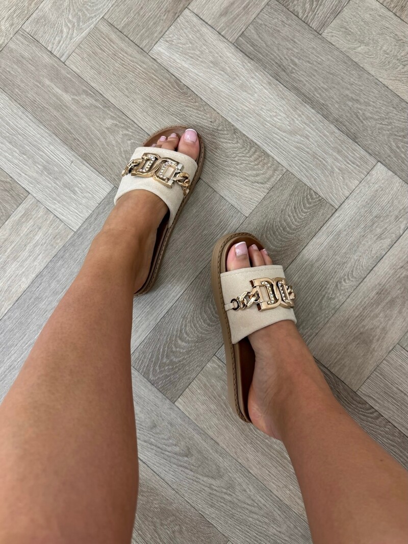 Slippers suede Gold X12-PL Beige