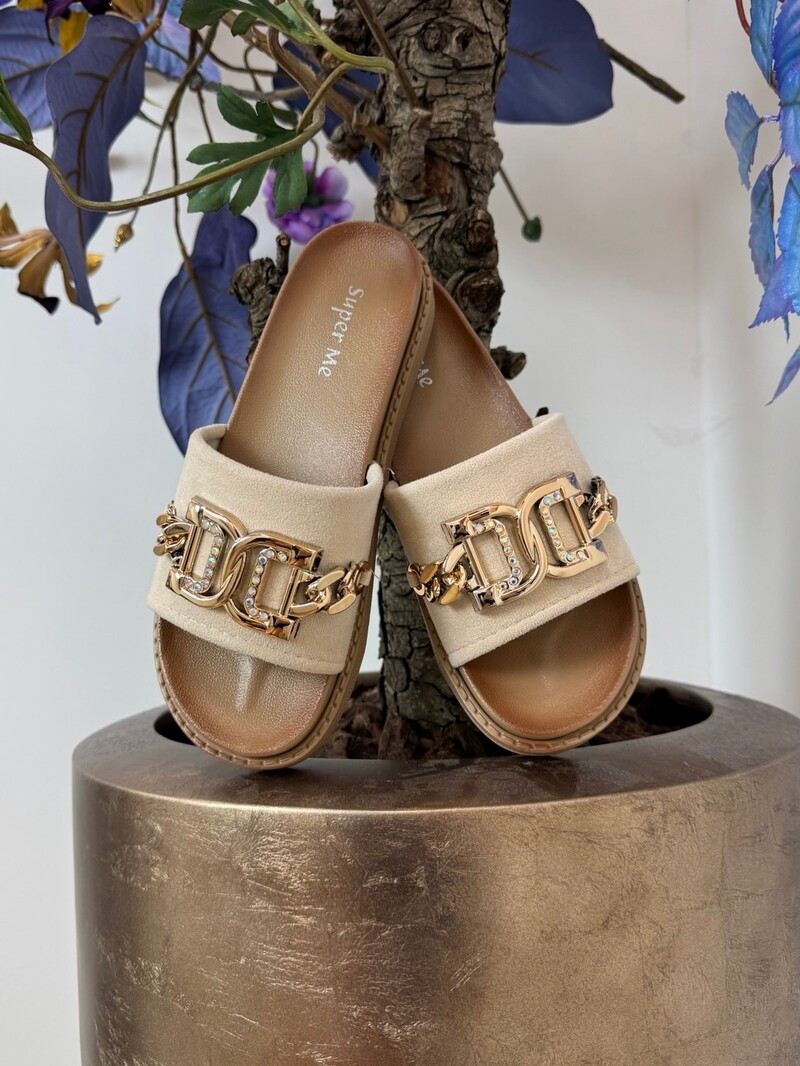 Slippers suede Gold X12-PL Beige