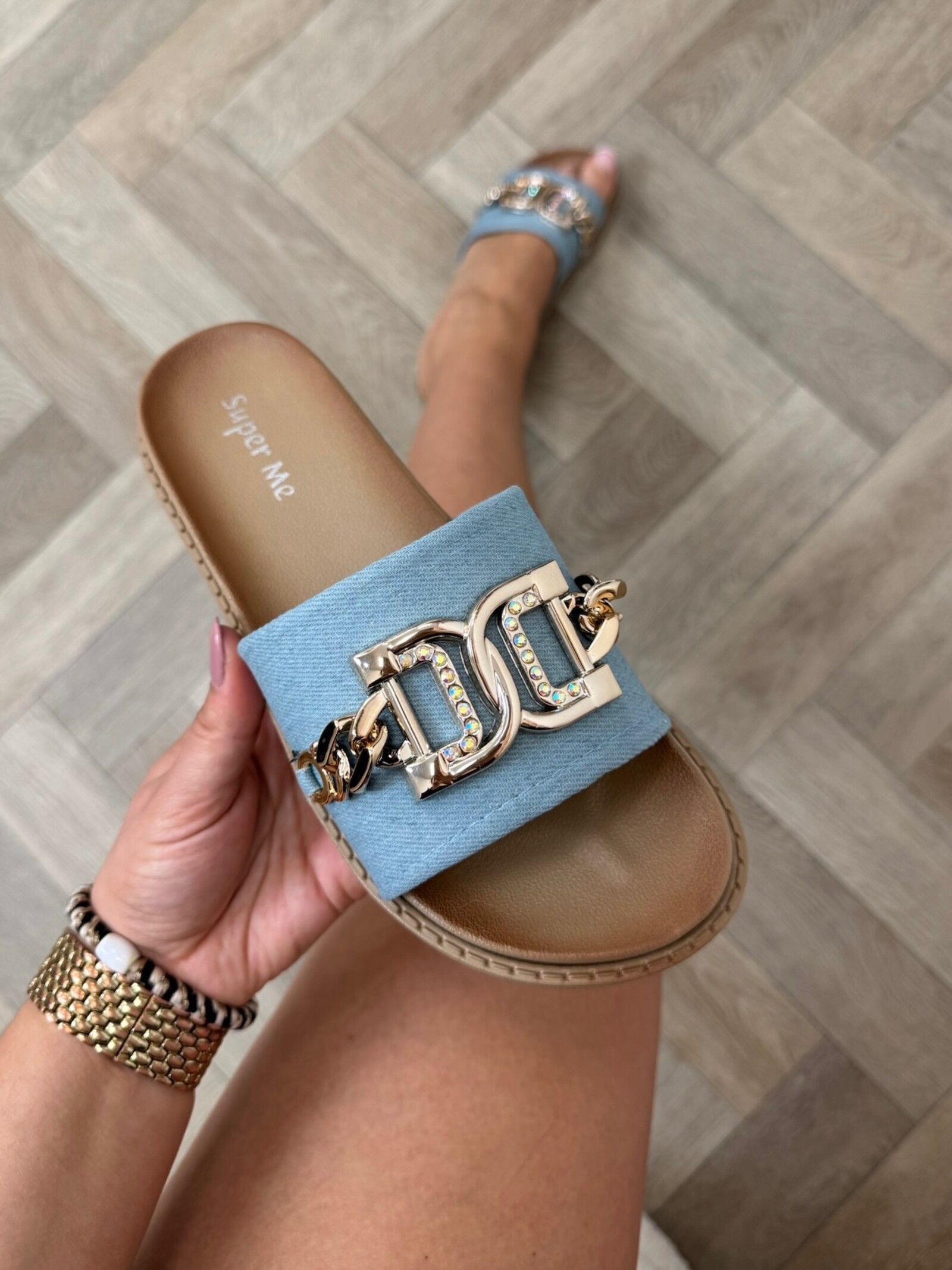 Slippers suede Gold X12-PL Blue