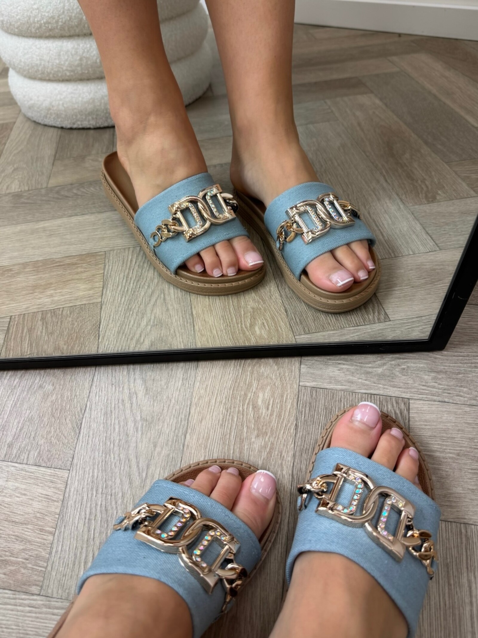 Slippers suede Gold X12-PL Blue