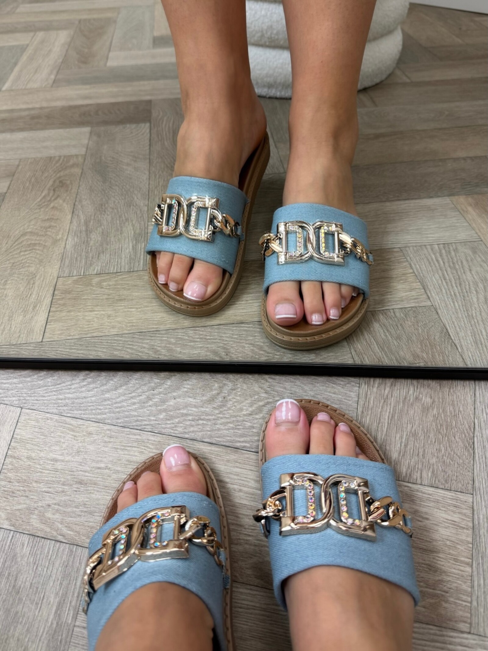 Slippers suede Gold X12-PL Blue