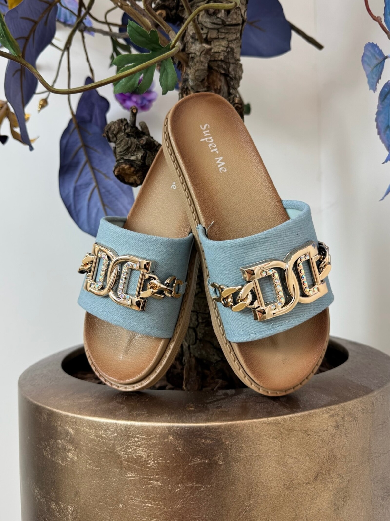 Slippers suede Gold X12-PL Blue