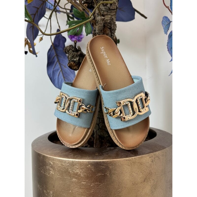 Slippers suede Gold X12-PL Blue