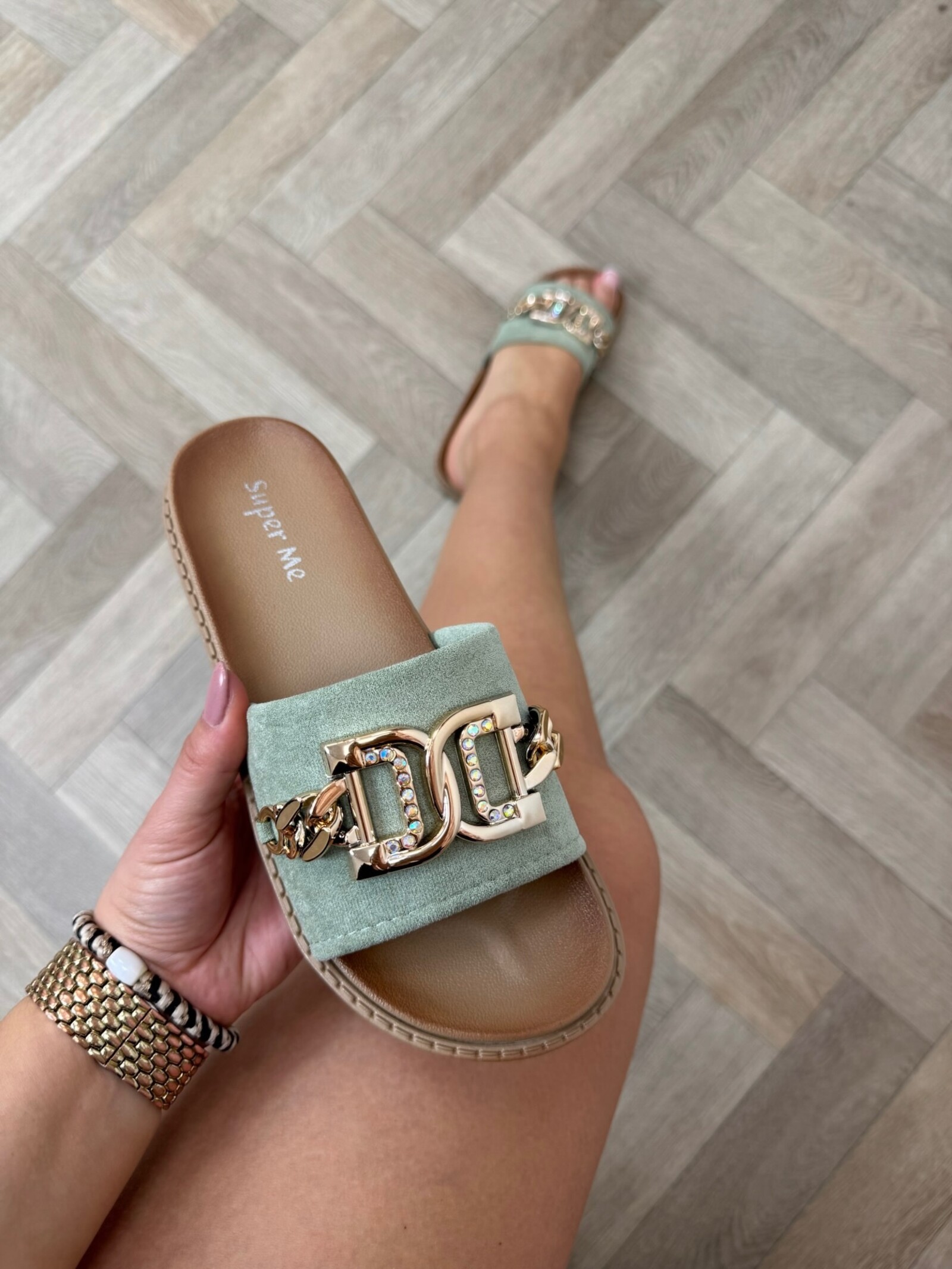 Slippers suede Gold X12-PL Mint