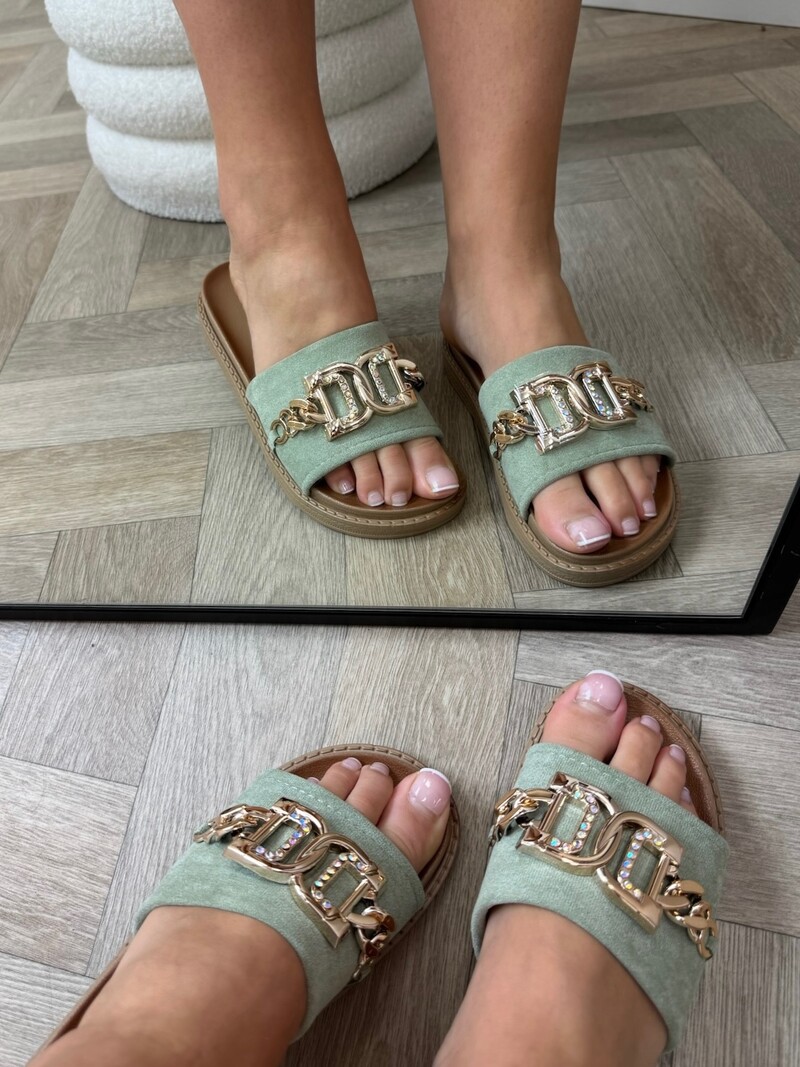 Slippers suede Gold X12-PL Mint