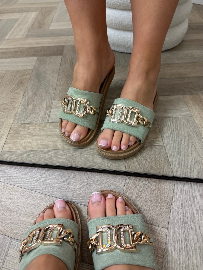 Slippers suede Gold X12-PL Mint