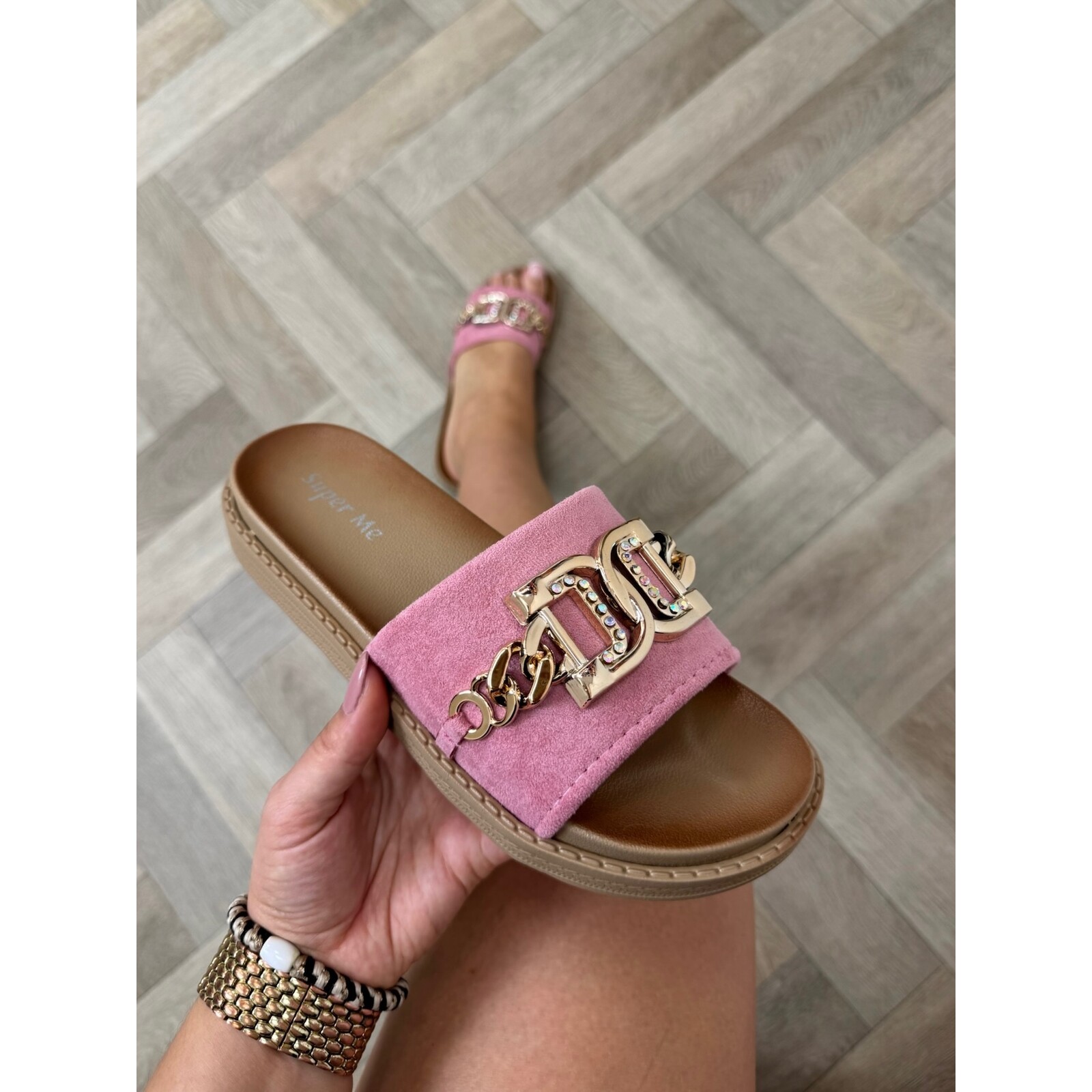 Slippers suede Gold X12-PL Pink