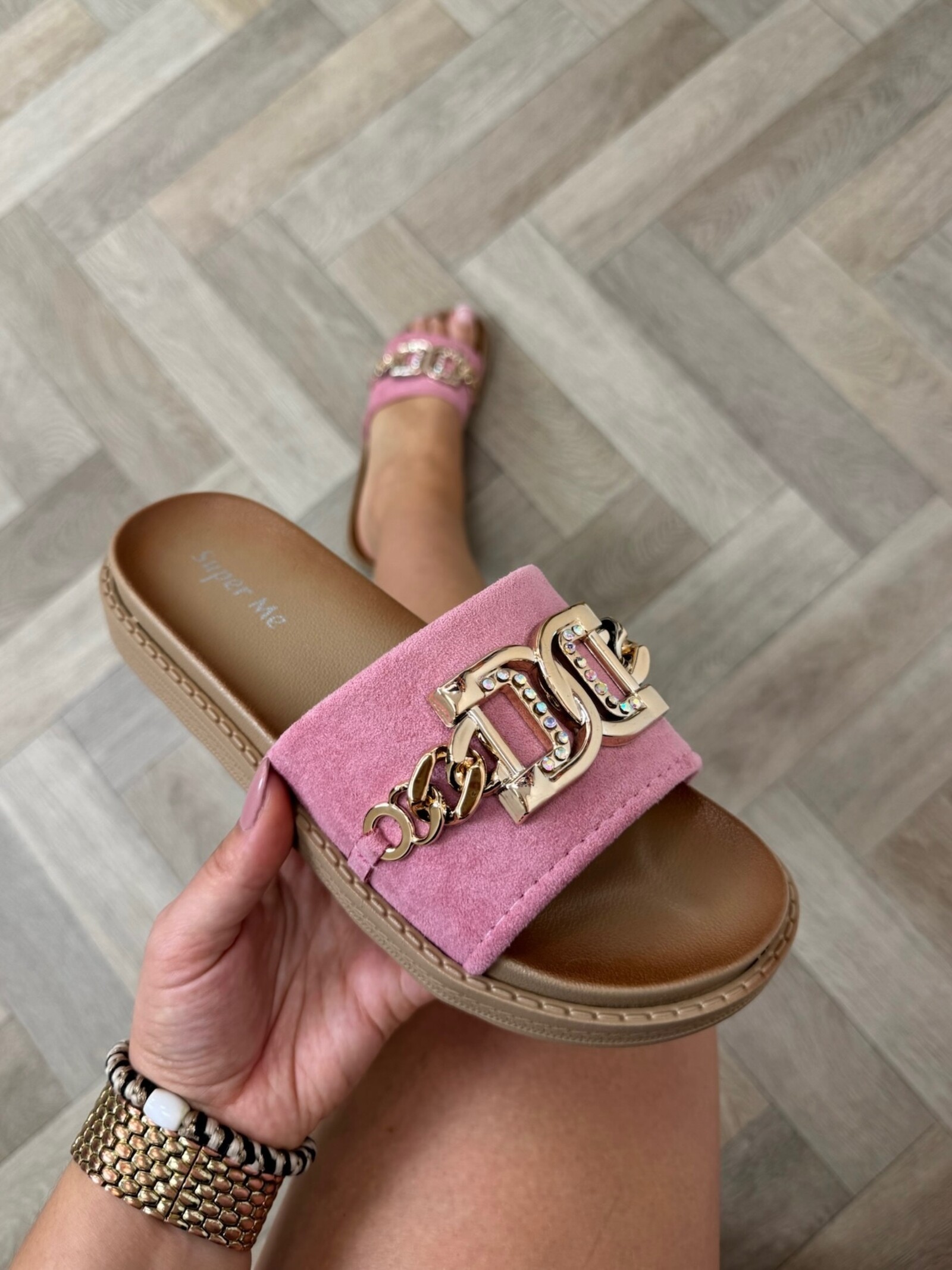 Slippers suede Gold X12-PL Pink