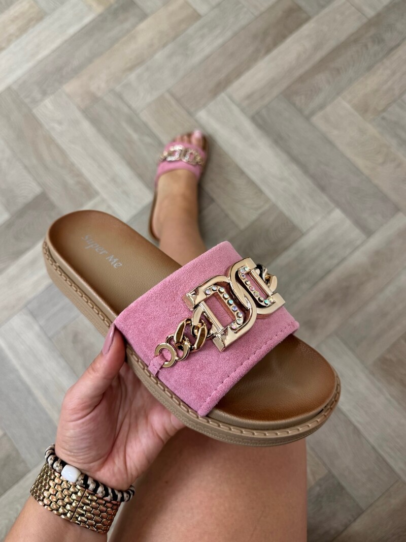 Slippers suede Gold X12-PL Pink