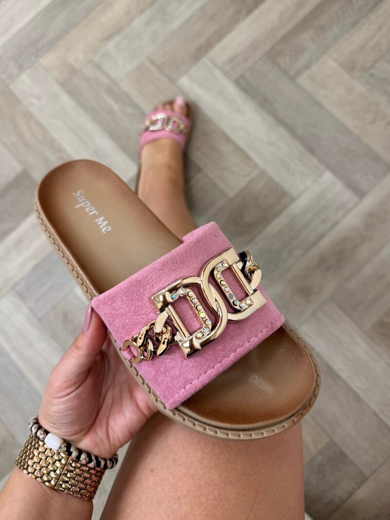 Slippers suede Gold X12-PL Pink