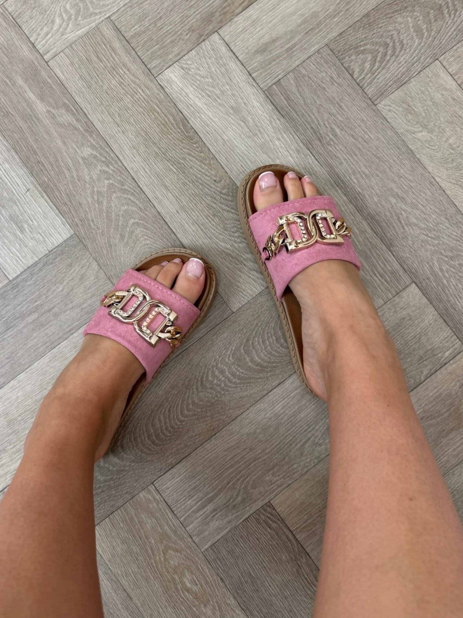 Slippers suede Gold X12-PL Pink