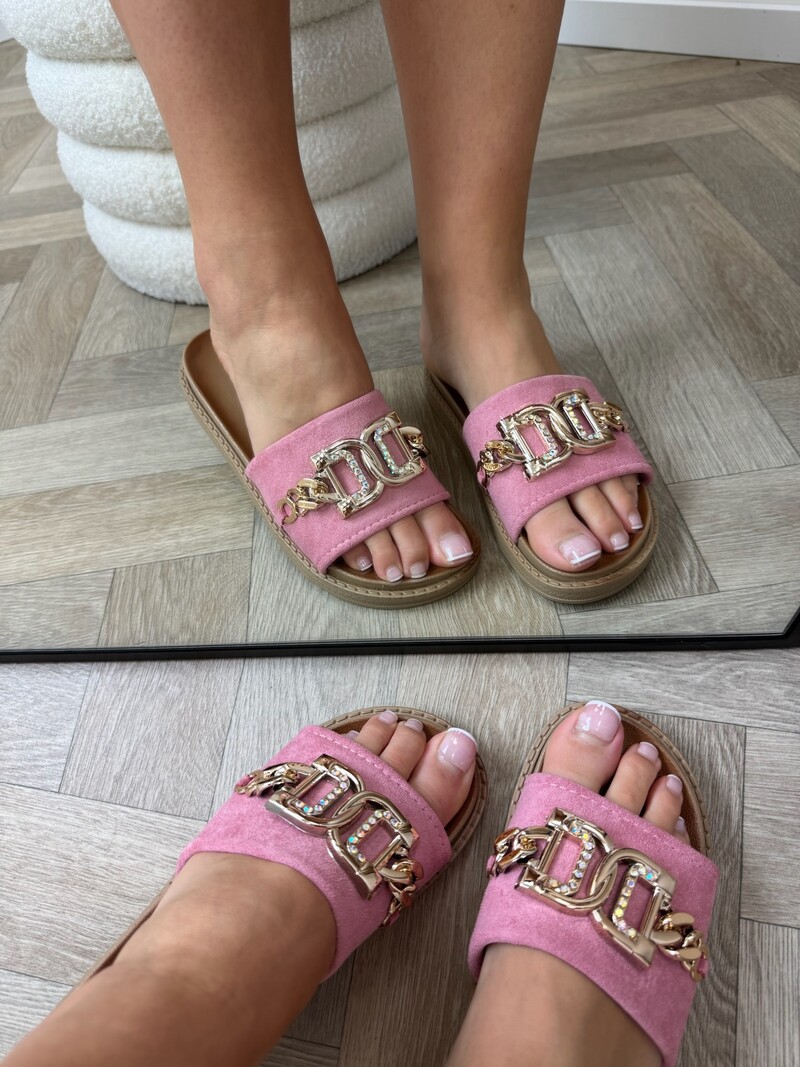 Slippers suede Gold X12-PL Pink