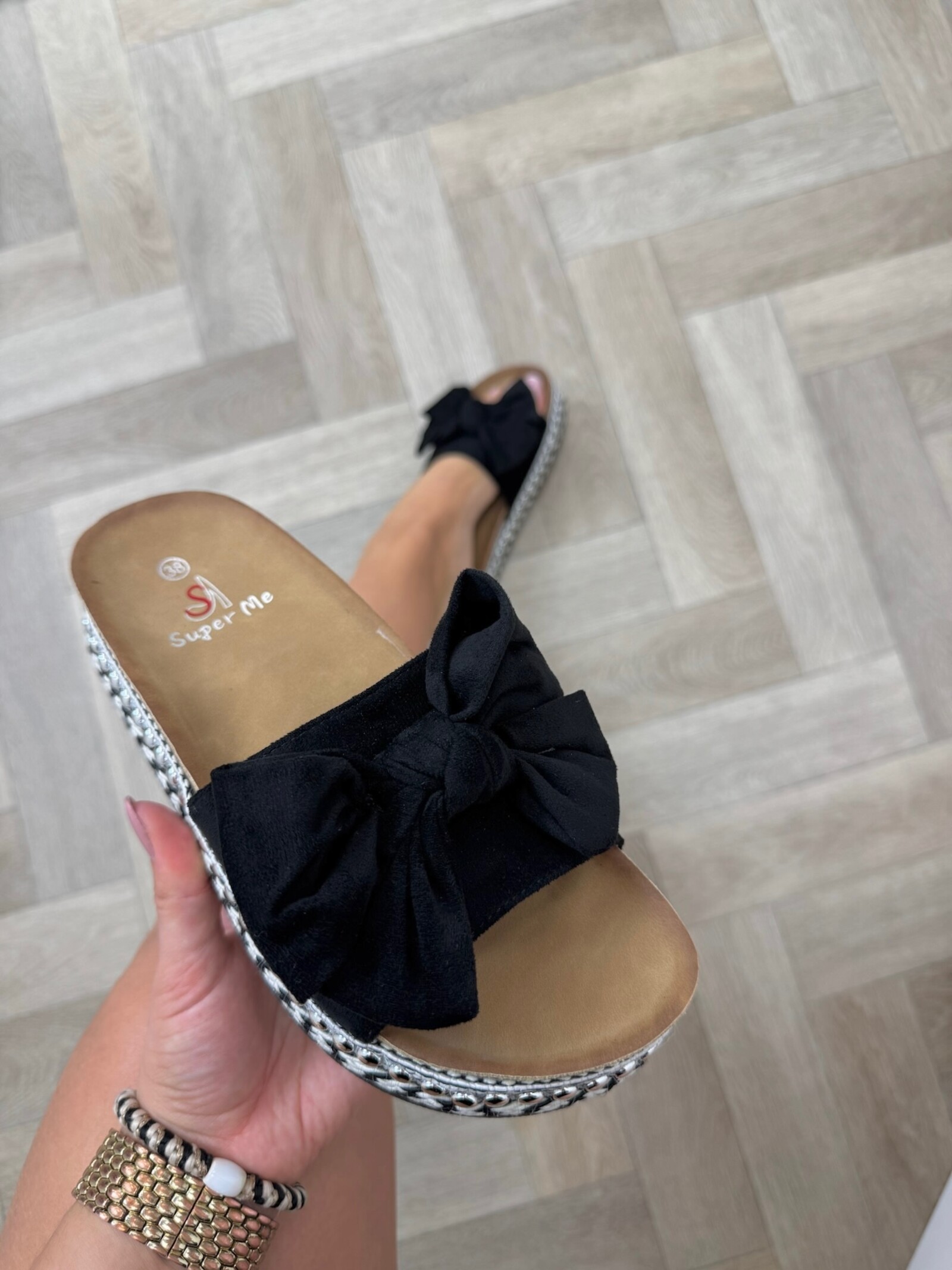 Slippers Suede Strik 22-42 Black
