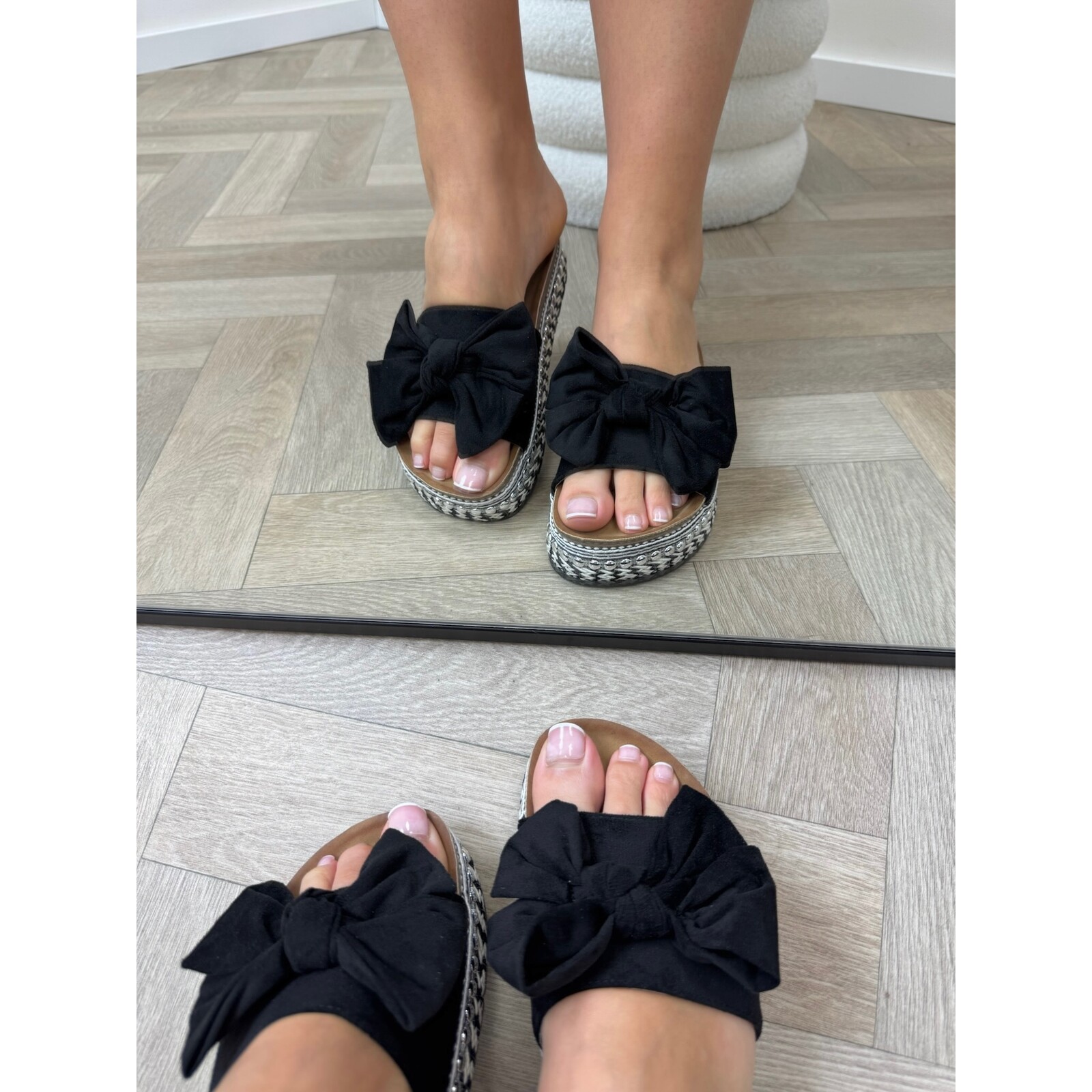 Slippers Suede Strik 22-42 Black