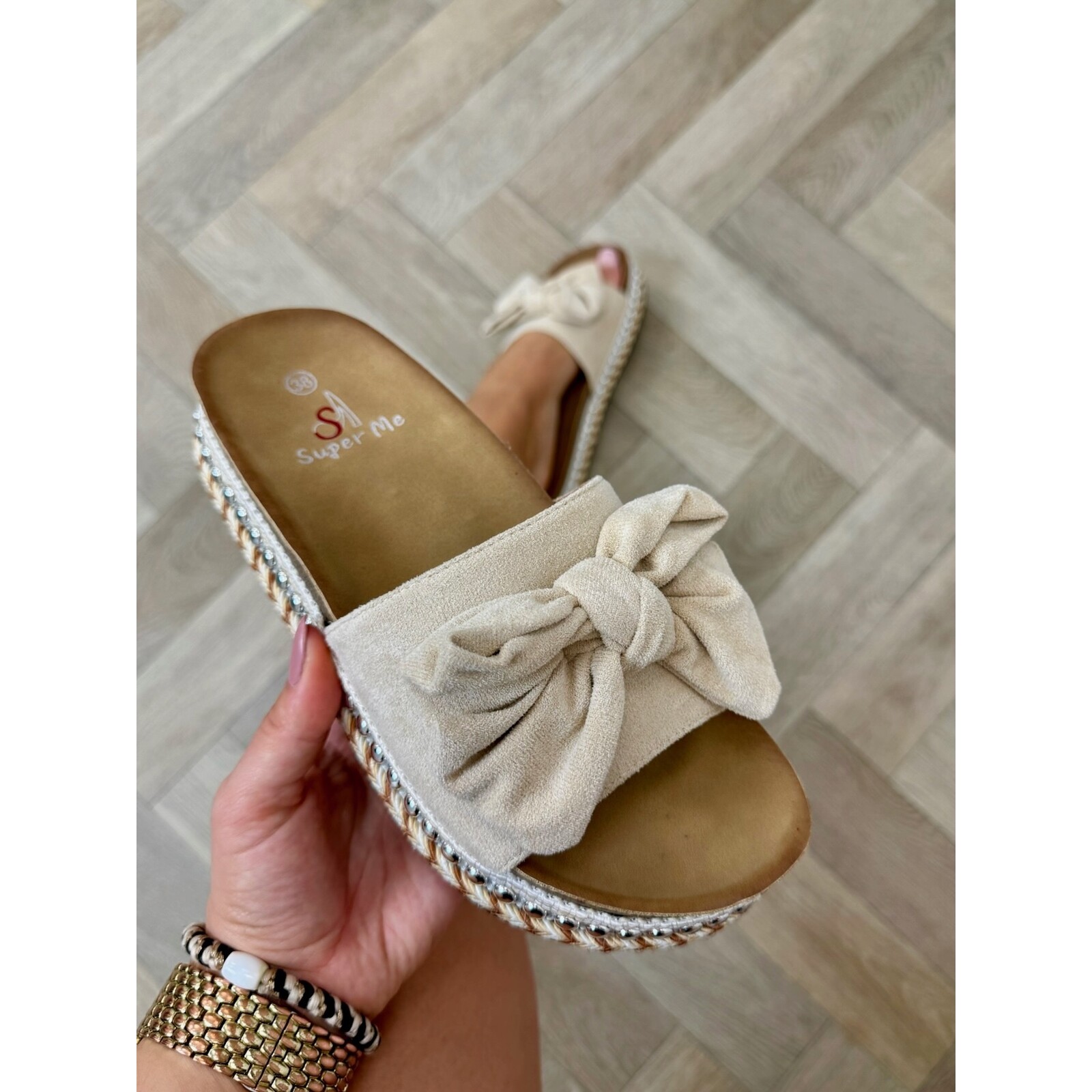 Slippers Suede Strik 22-42 Beige