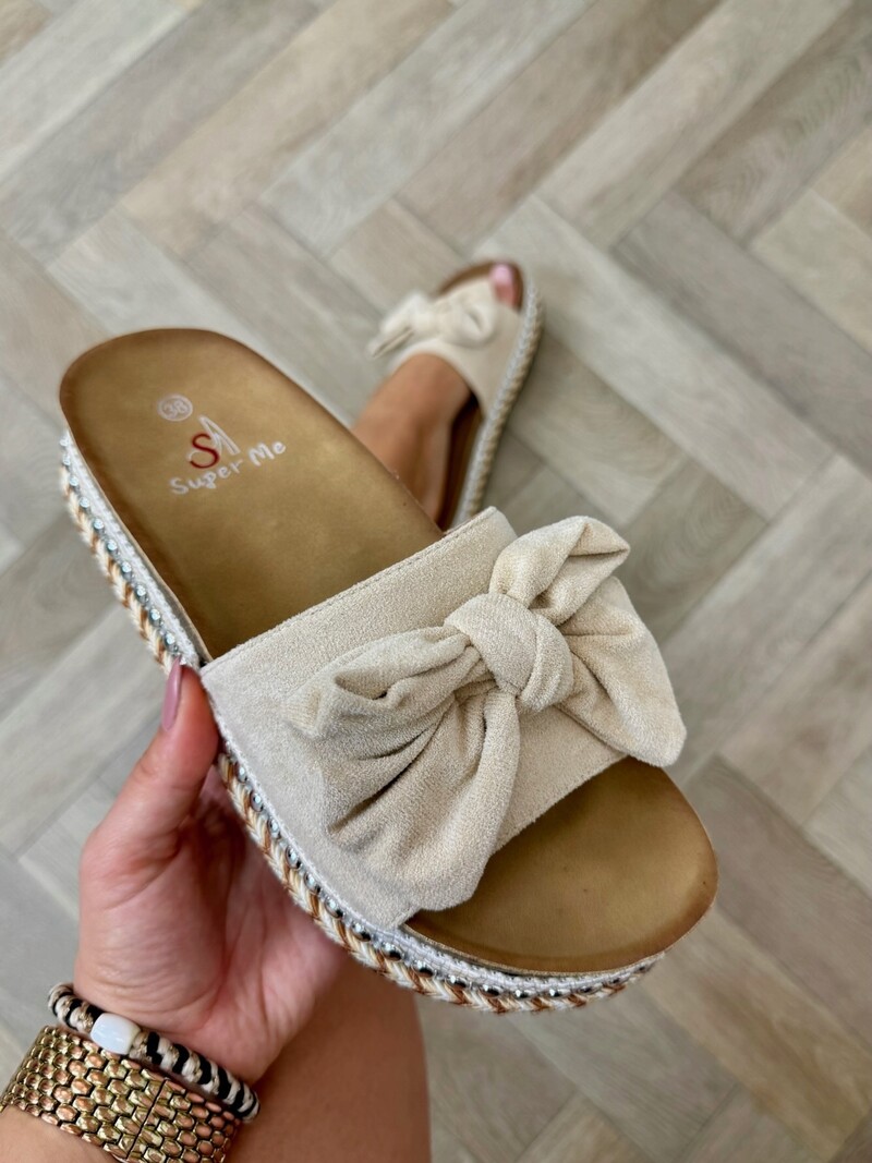 Slippers Suede Strik 22-42 Beige