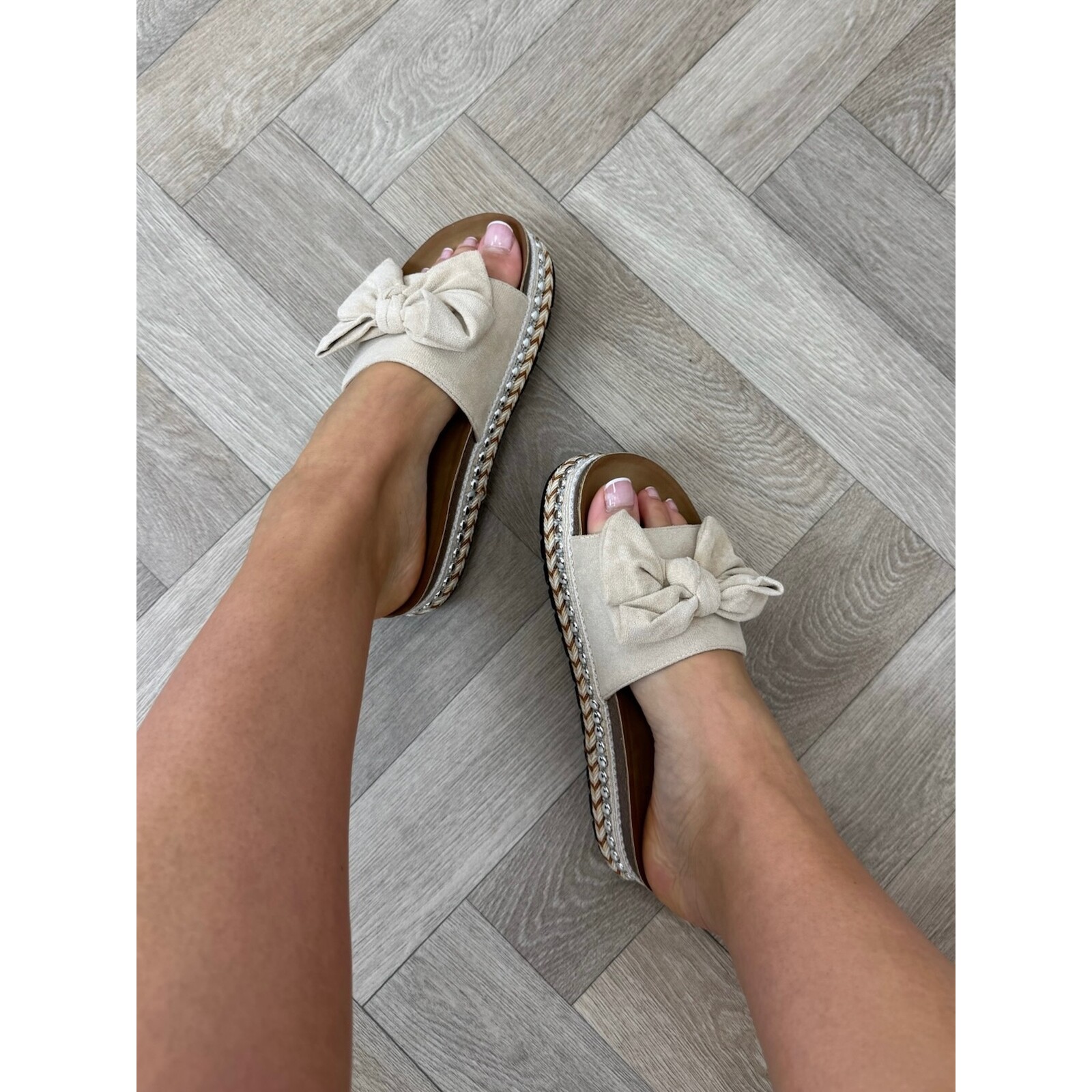 Slippers Suede Strik 22-42 Beige