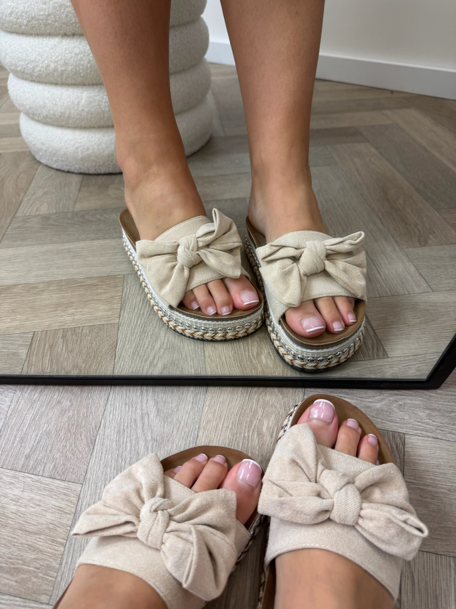 Slippers Suede Strik 22-42 Beige