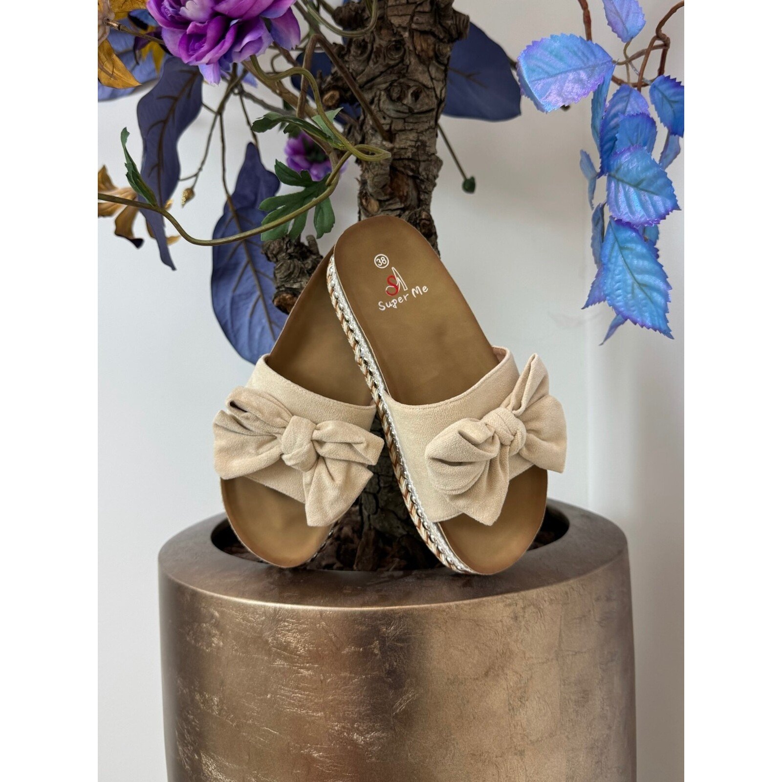 Slippers Suede Strik 22-42 Beige