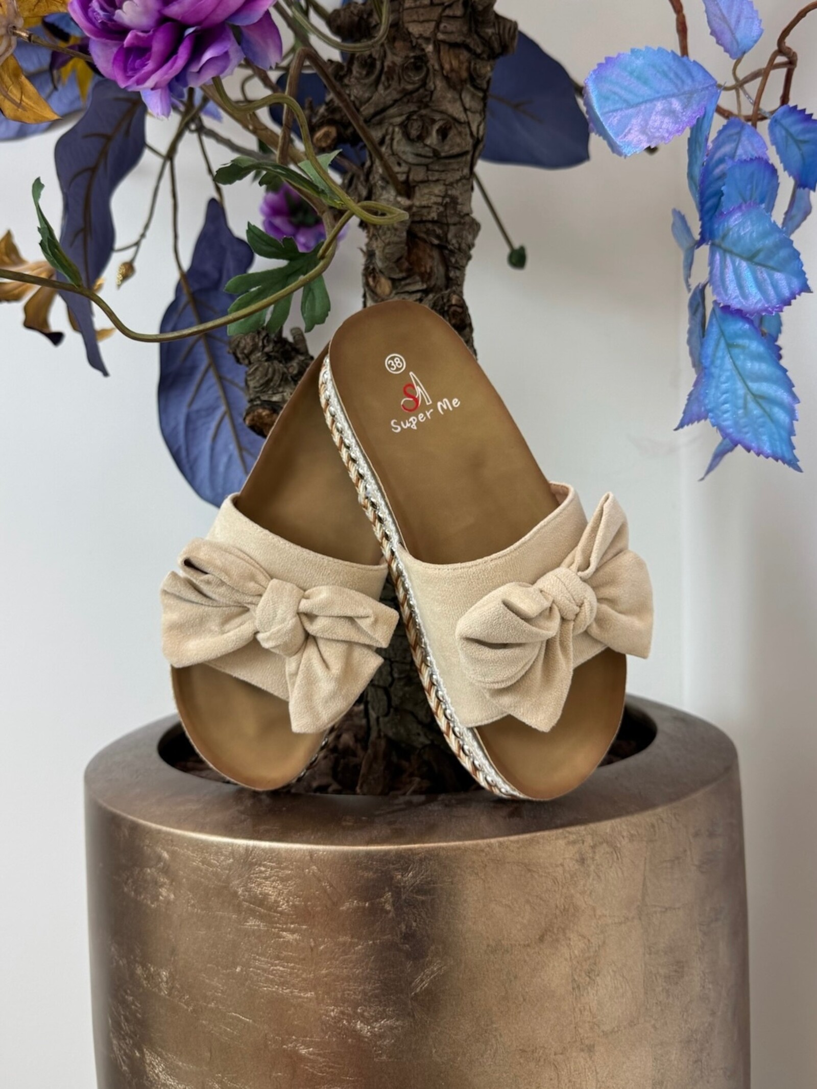 Slippers Suede Strik 22-42 Beige