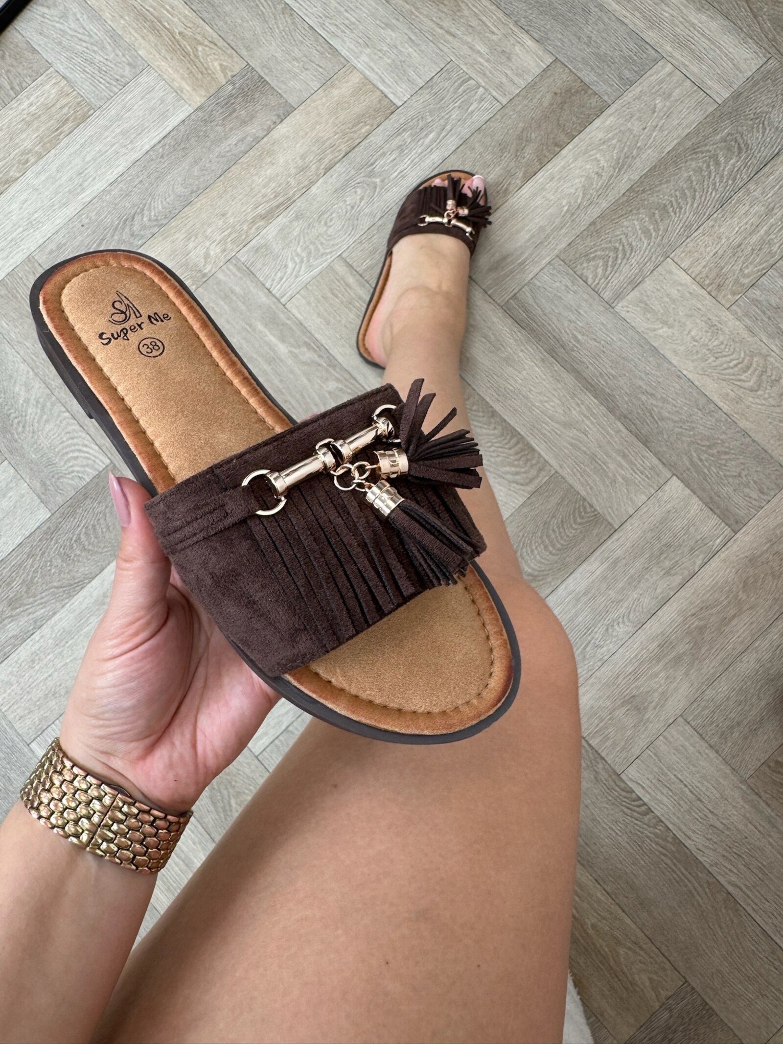 Slippers Suede Franje AM-337 Choco