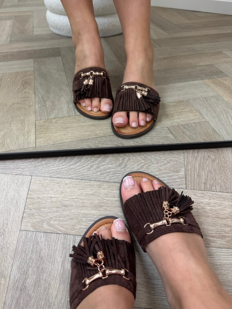 Slippers Suede Franje AM-337 Choco