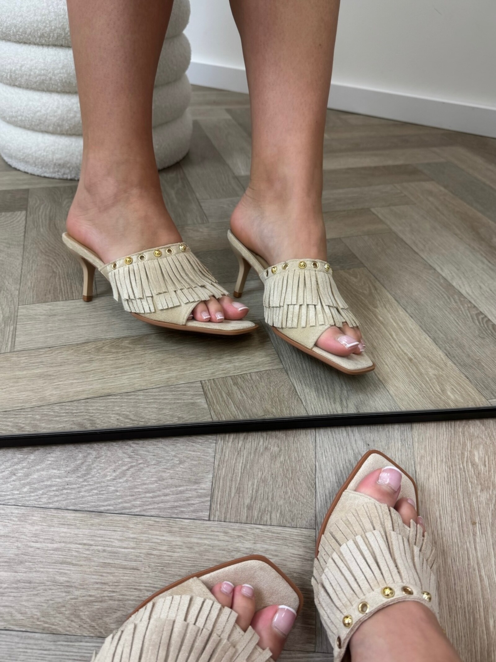 Heels Franje Suede 826 Beige