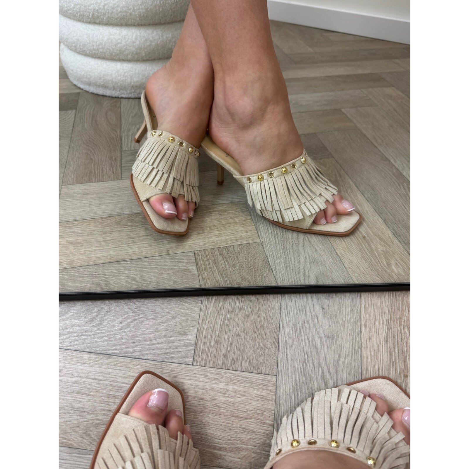 Heels Franje Suede 826 Beige
