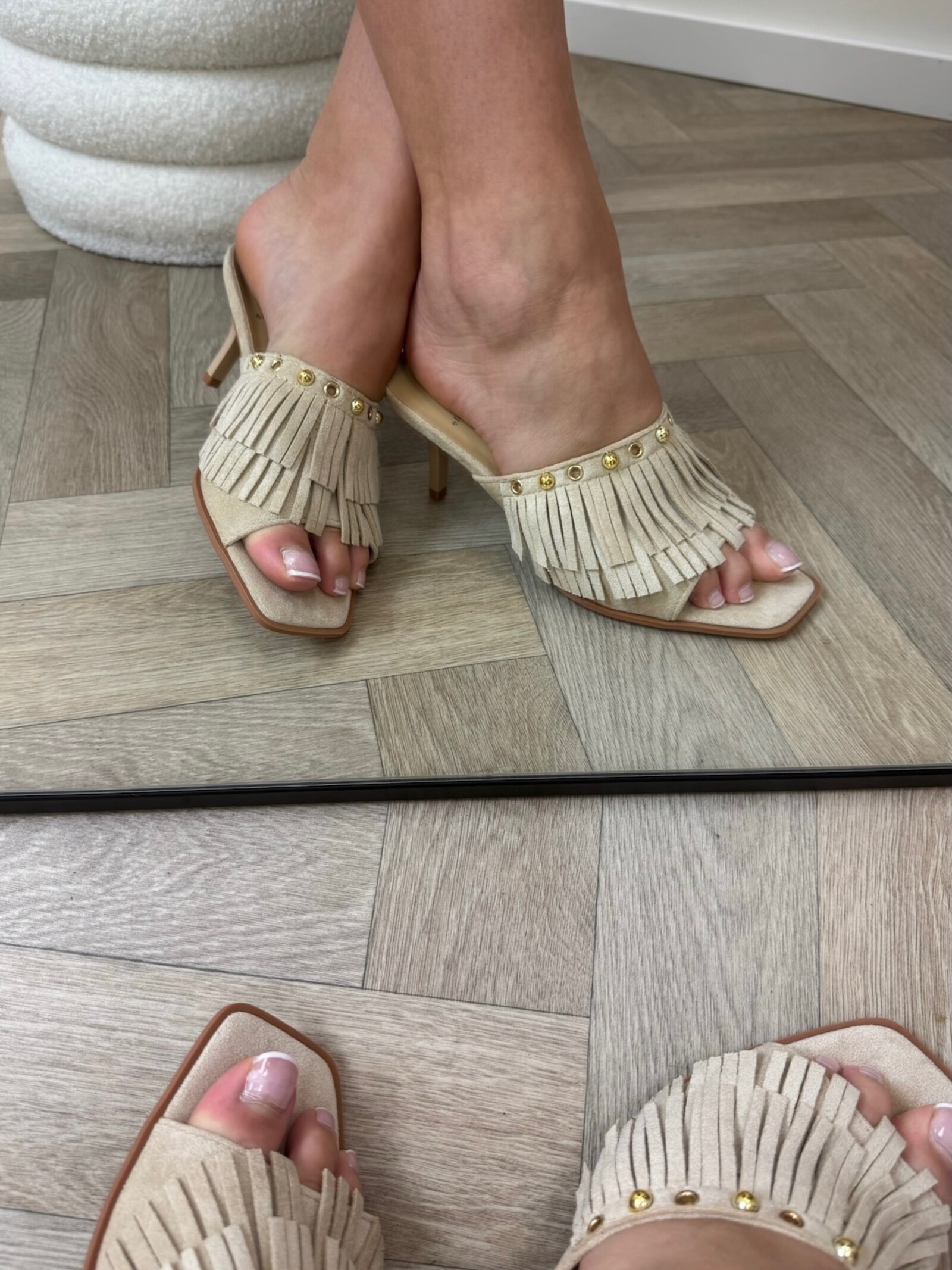 Heels Franje Suede 826 Beige