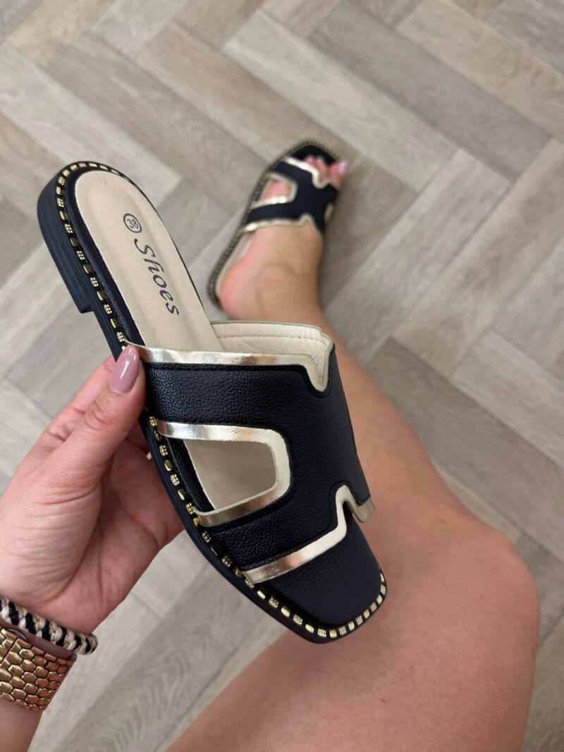 Slipper Tristany With Gold CH031 Black