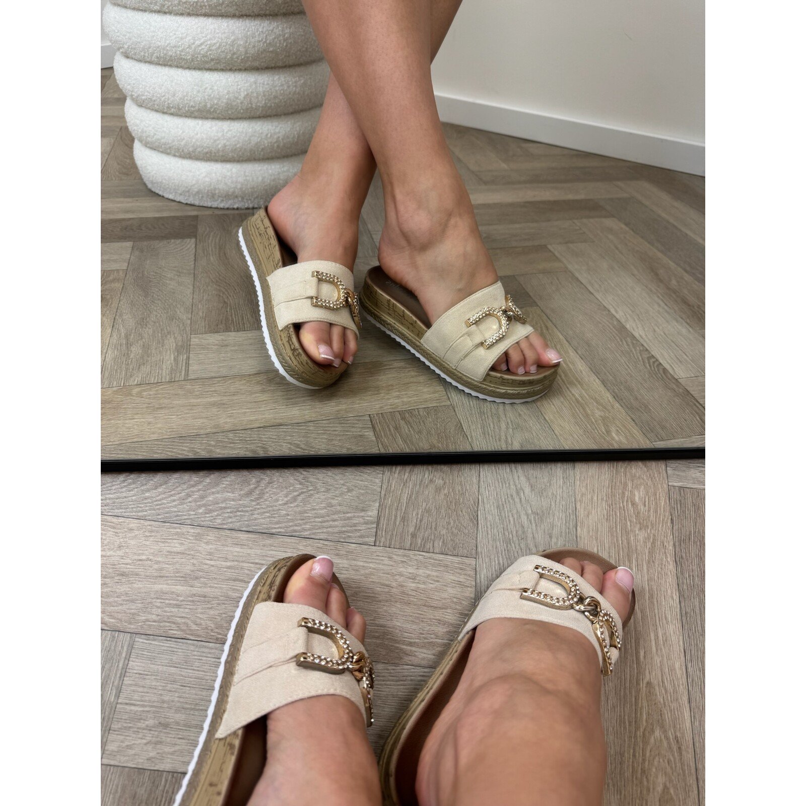 Slippers Diamonds Gisella X11-PL Beige