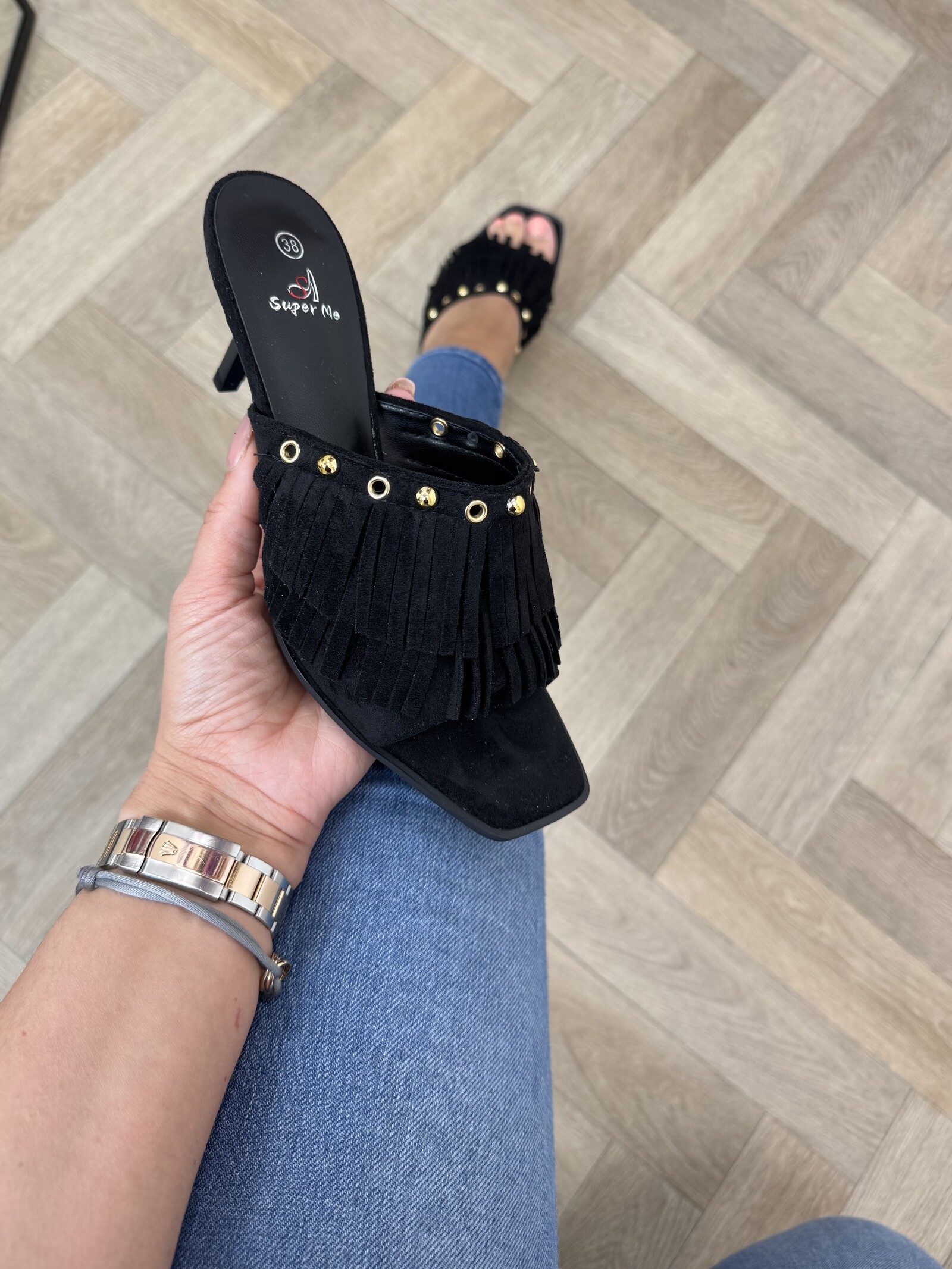 Heels Franje Suede 826 Black