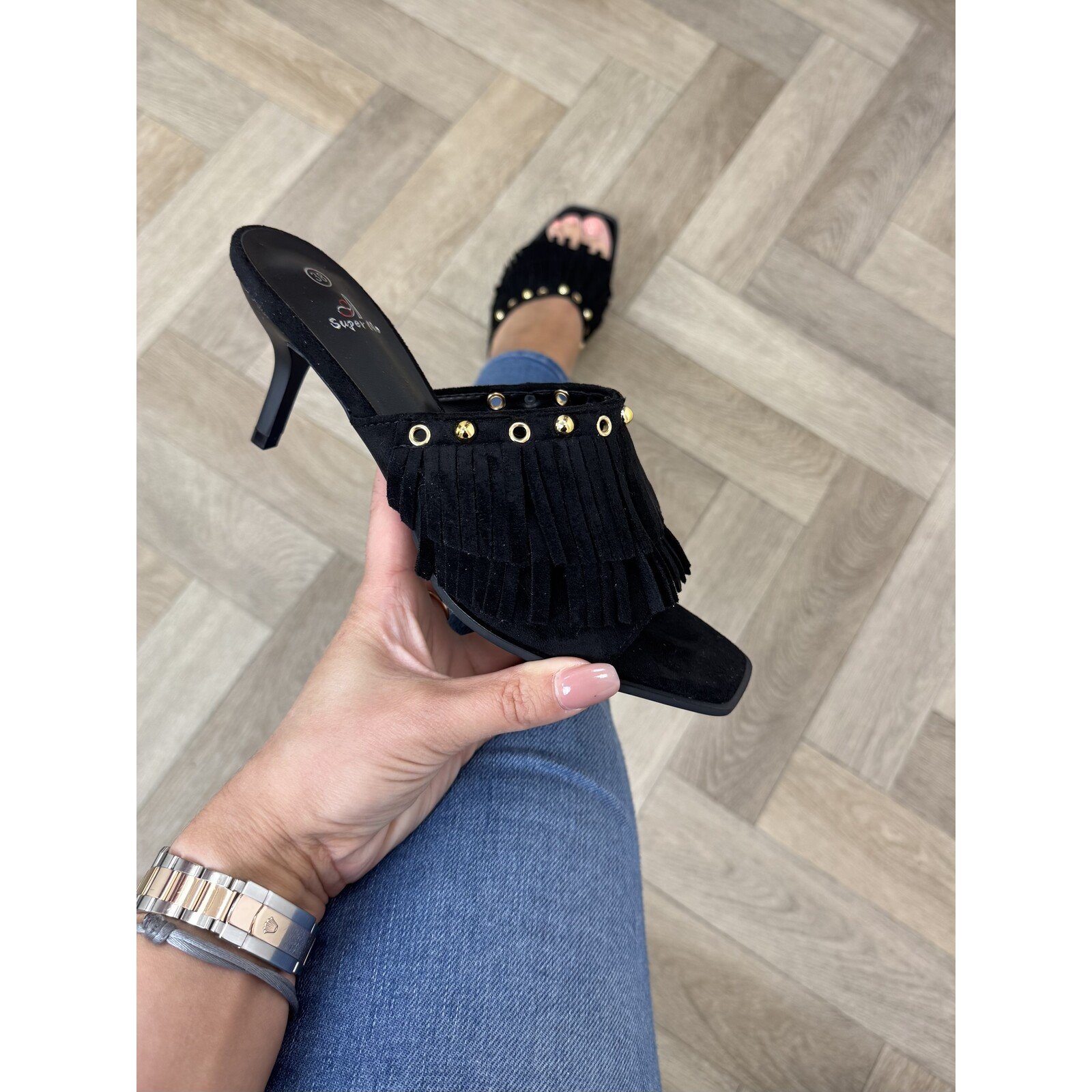 Heels Franje Suede 826 Black