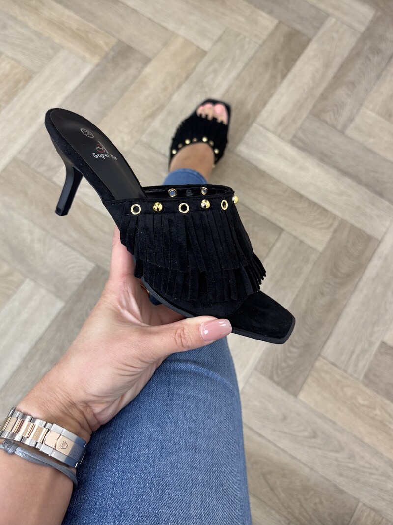 Heels Franje Suede 826 Black
