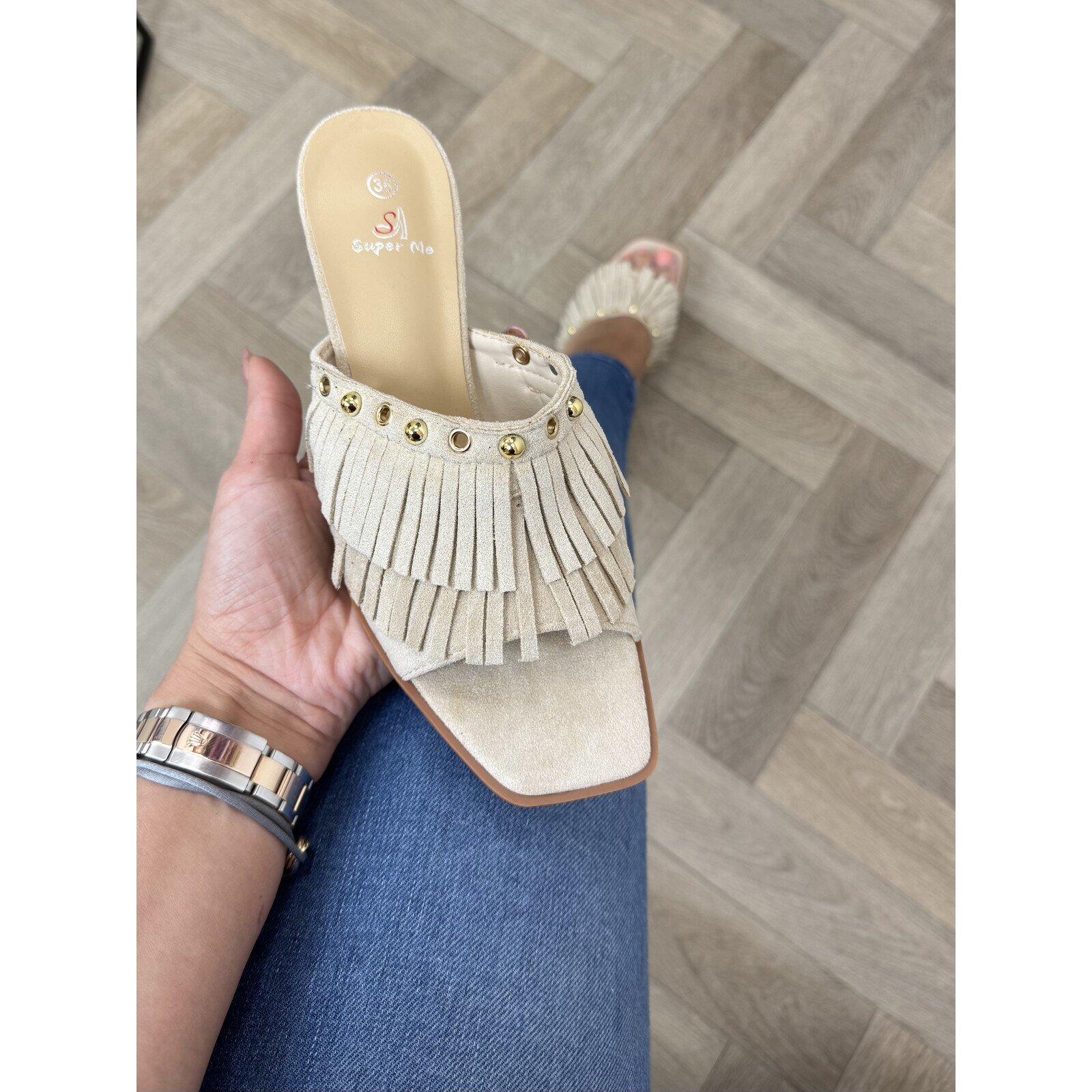 Heels Franje Suede 826 Beige
